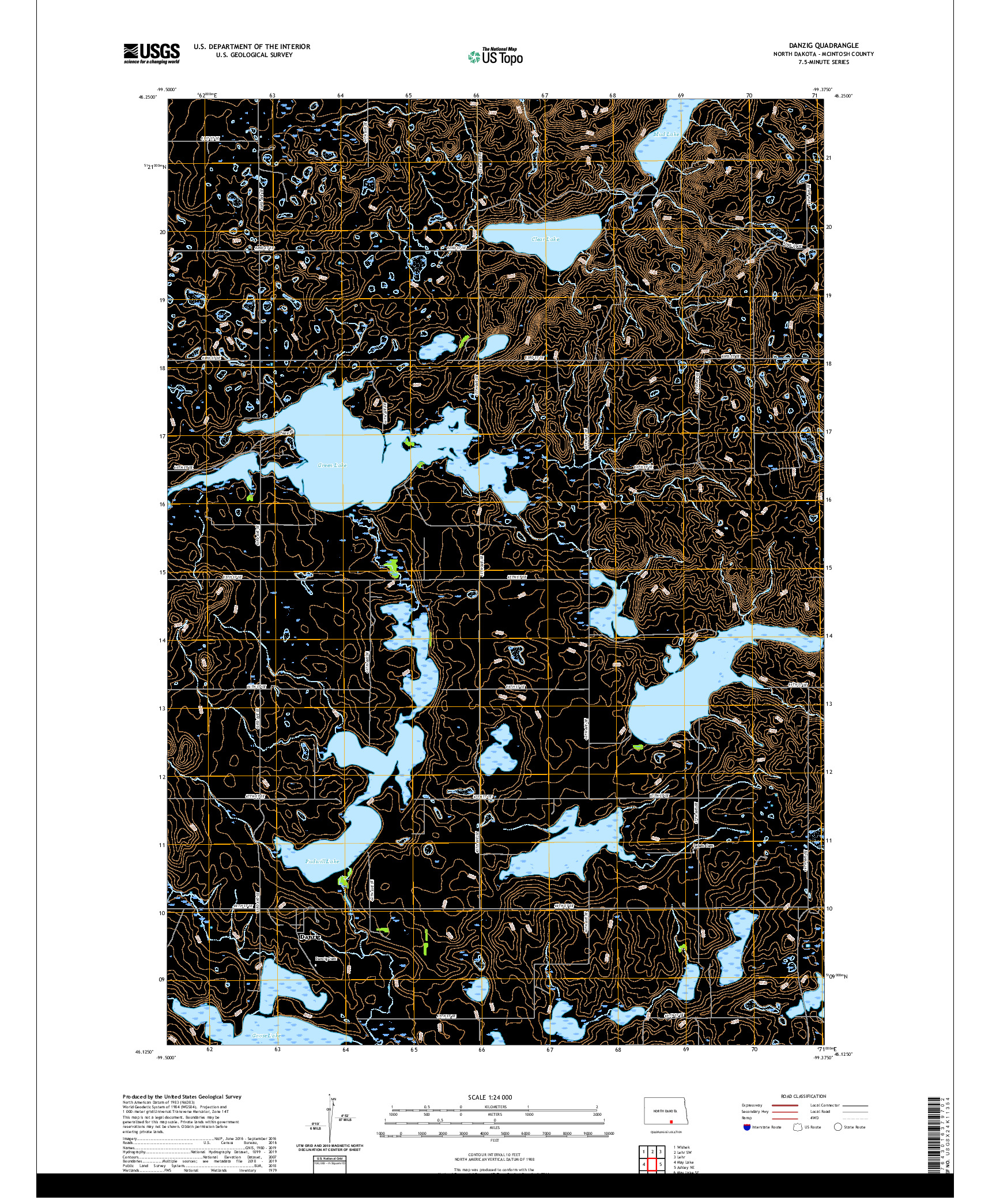 USGS US TOPO 7.5-MINUTE MAP FOR DANZIG, ND 2020