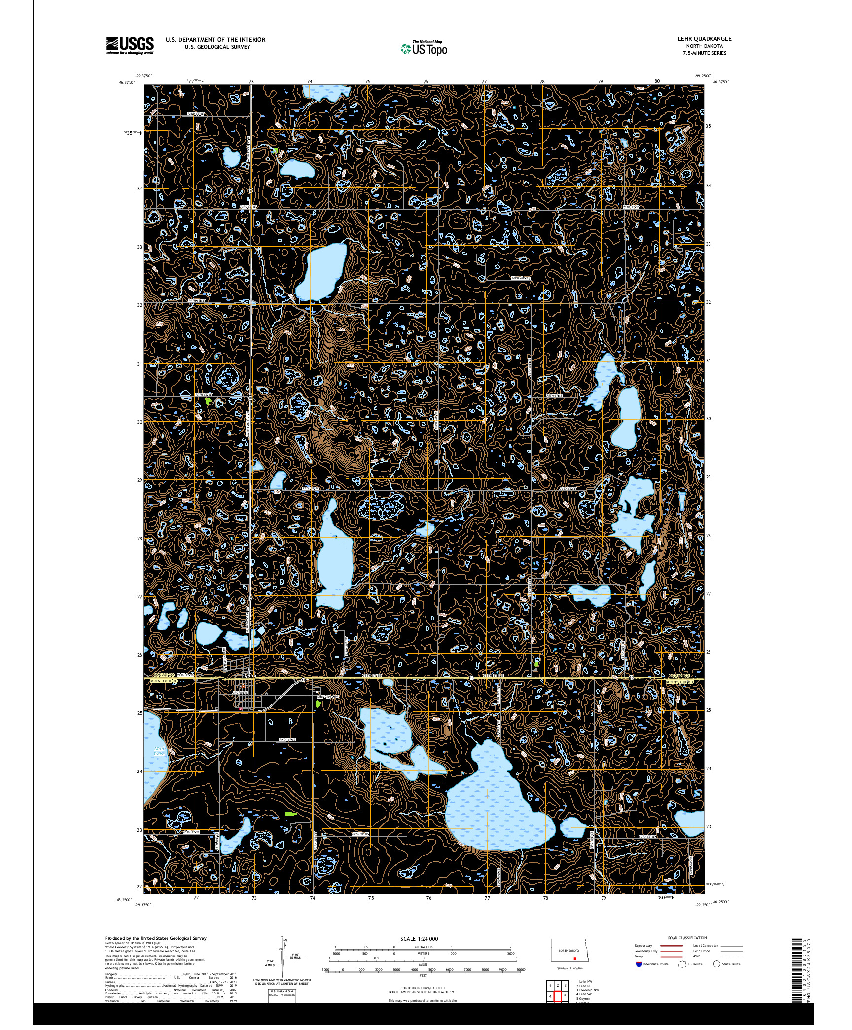 USGS US TOPO 7.5-MINUTE MAP FOR LEHR, ND 2020