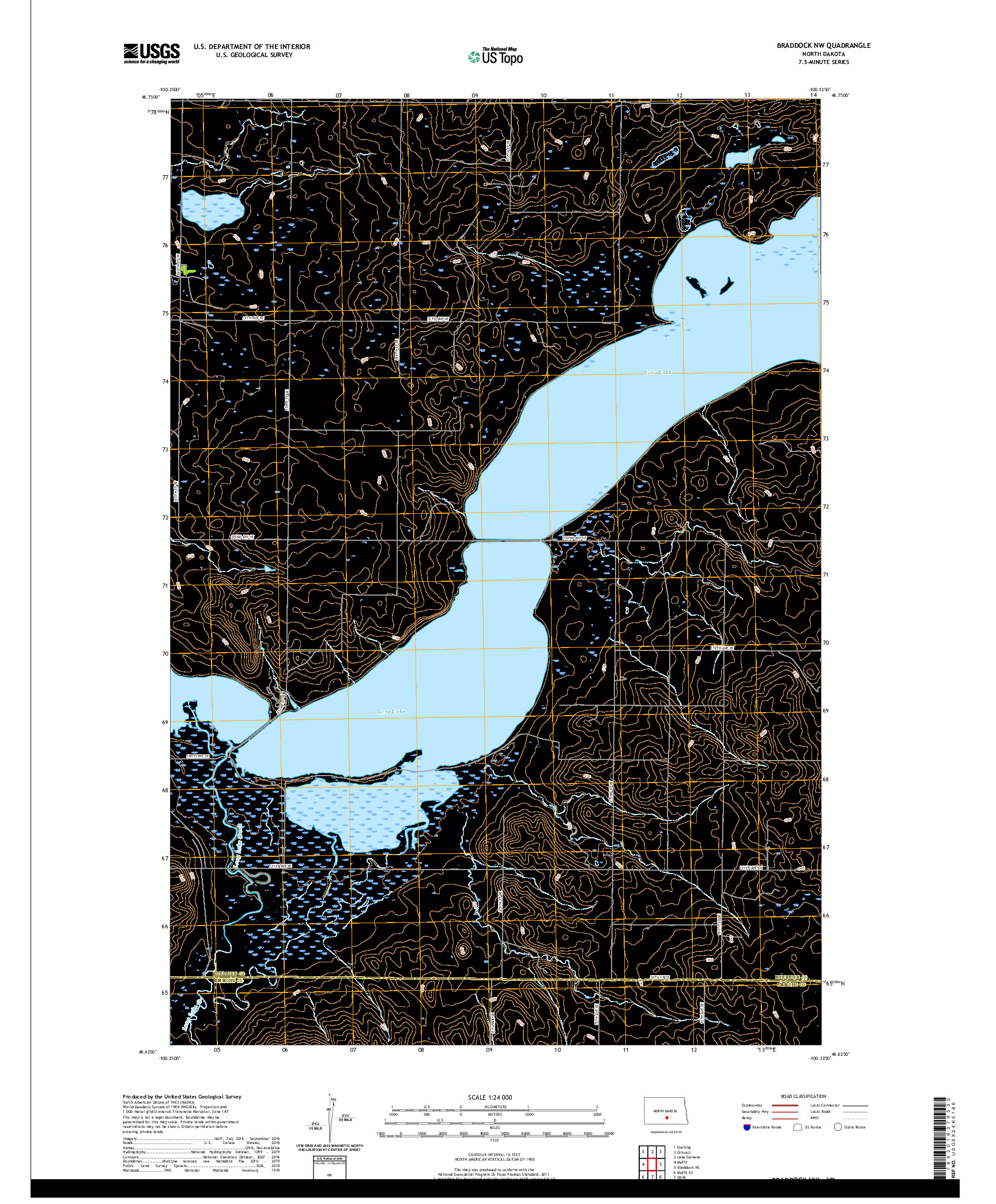 USGS US TOPO 7.5-MINUTE MAP FOR BRADDOCK NW, ND 2020