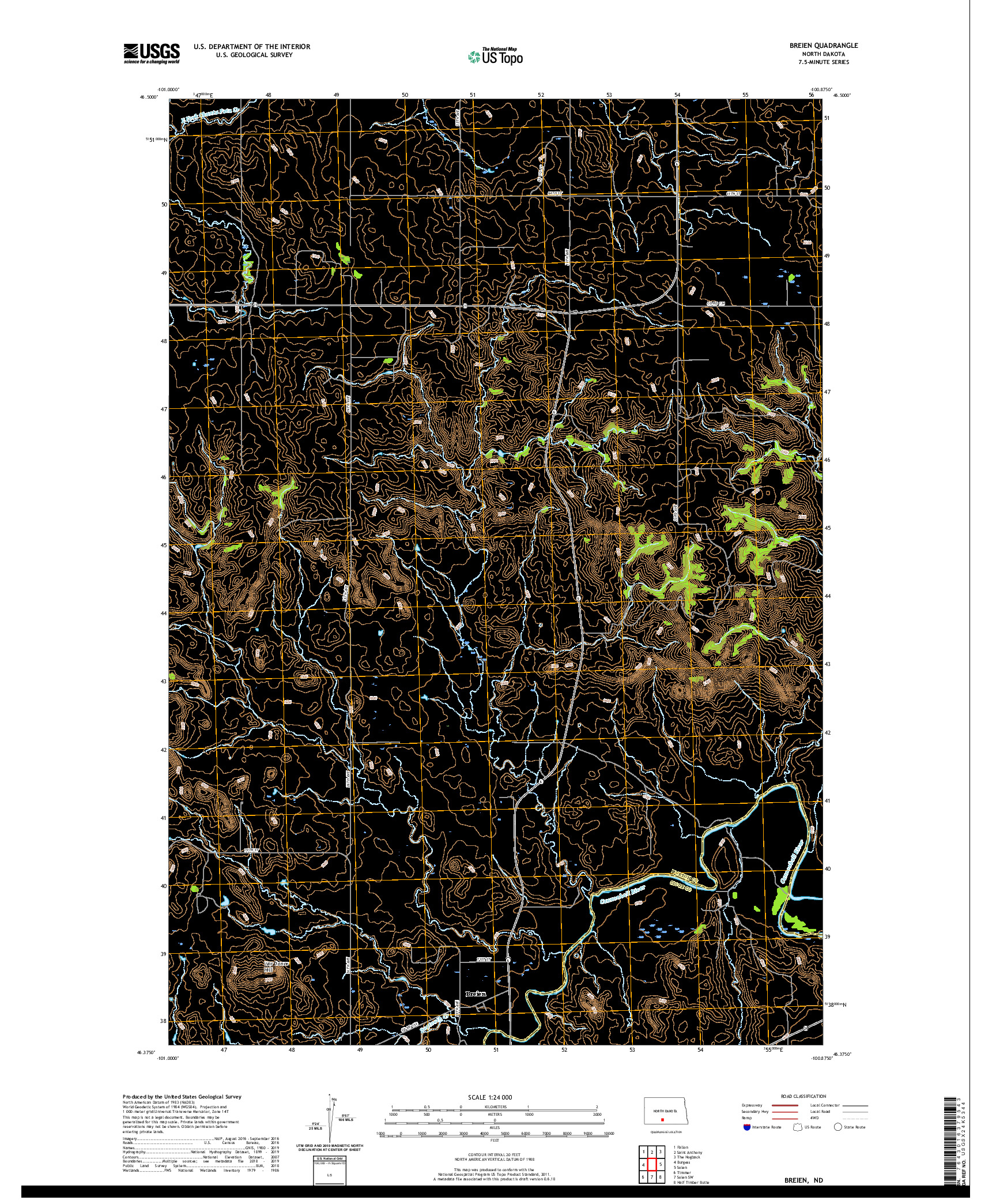 USGS US TOPO 7.5-MINUTE MAP FOR BREIEN, ND 2020