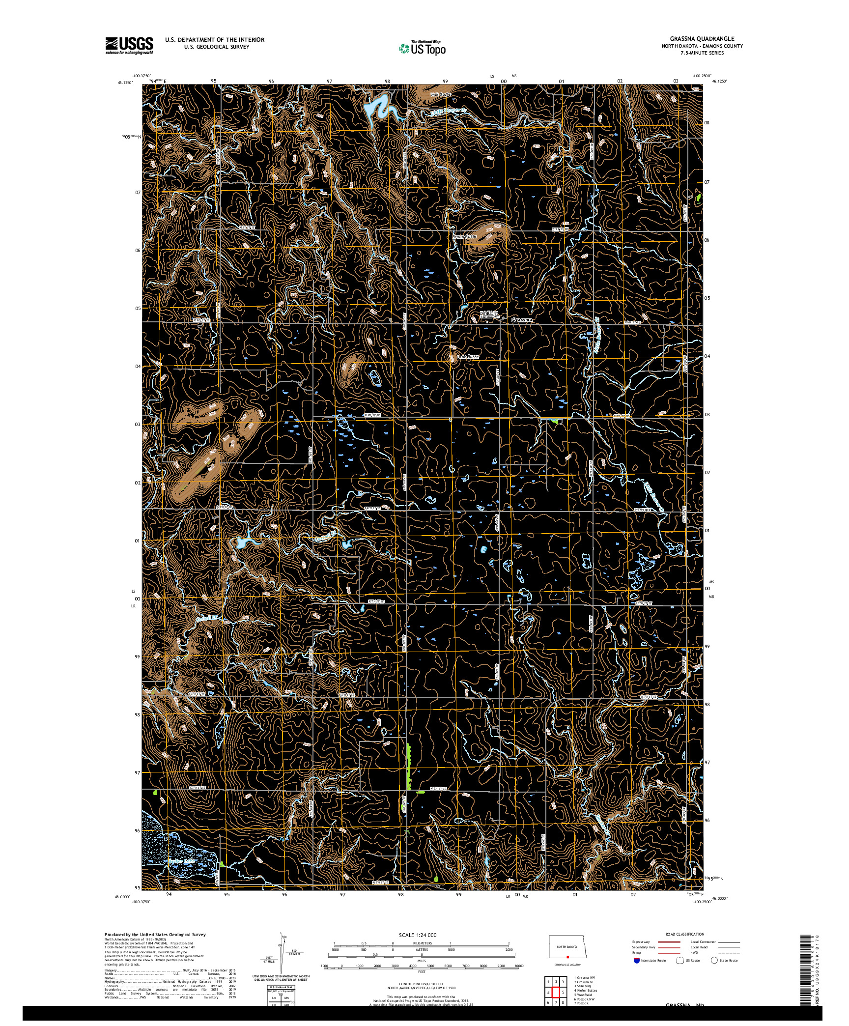 USGS US TOPO 7.5-MINUTE MAP FOR GRASSNA, ND 2020