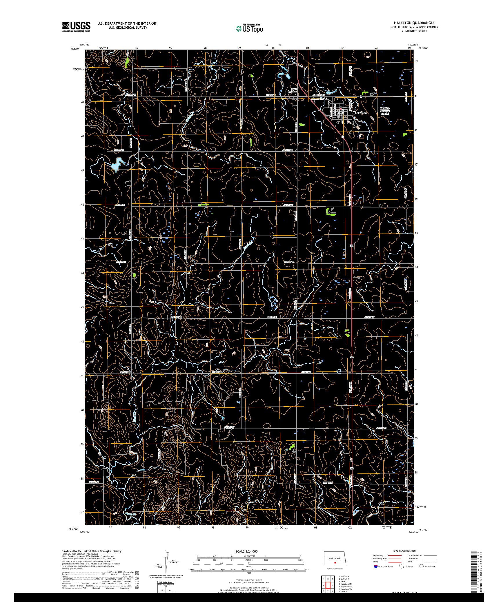 USGS US TOPO 7.5-MINUTE MAP FOR HAZELTON, ND 2020