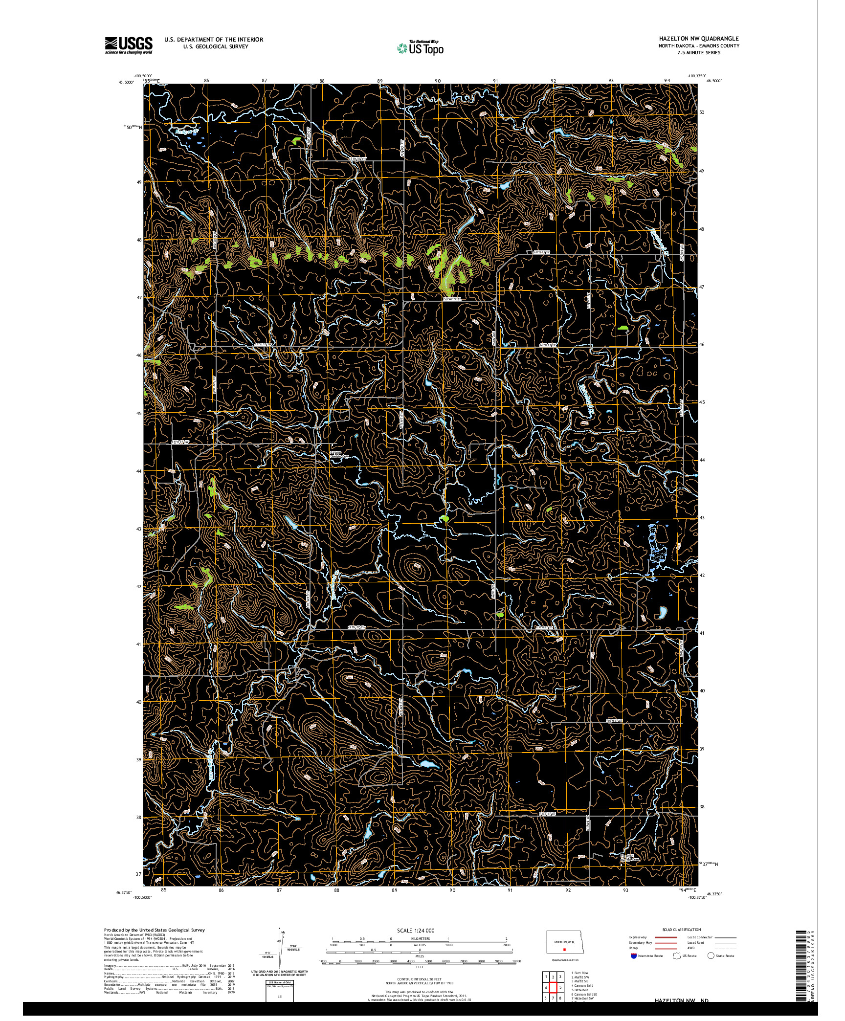 USGS US TOPO 7.5-MINUTE MAP FOR HAZELTON NW, ND 2020