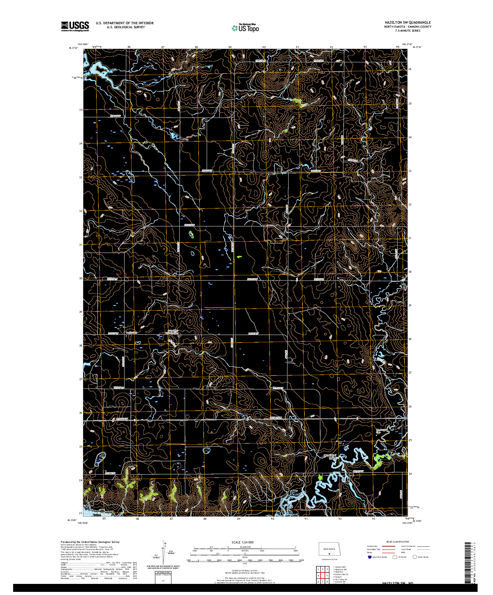 USGS US TOPO 7.5-MINUTE MAP FOR HAZELTON SW, ND 2020