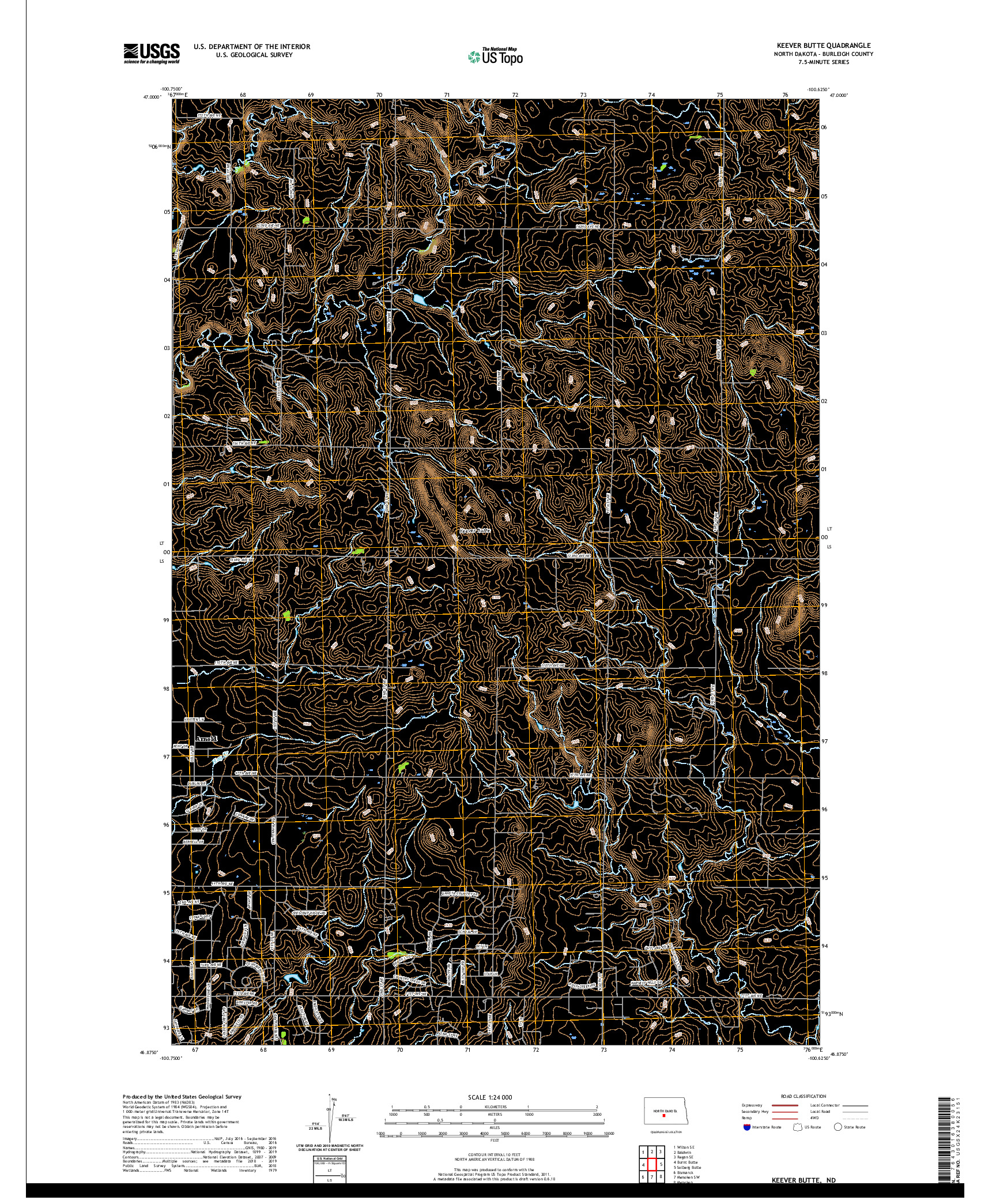 USGS US TOPO 7.5-MINUTE MAP FOR KEEVER BUTTE, ND 2020