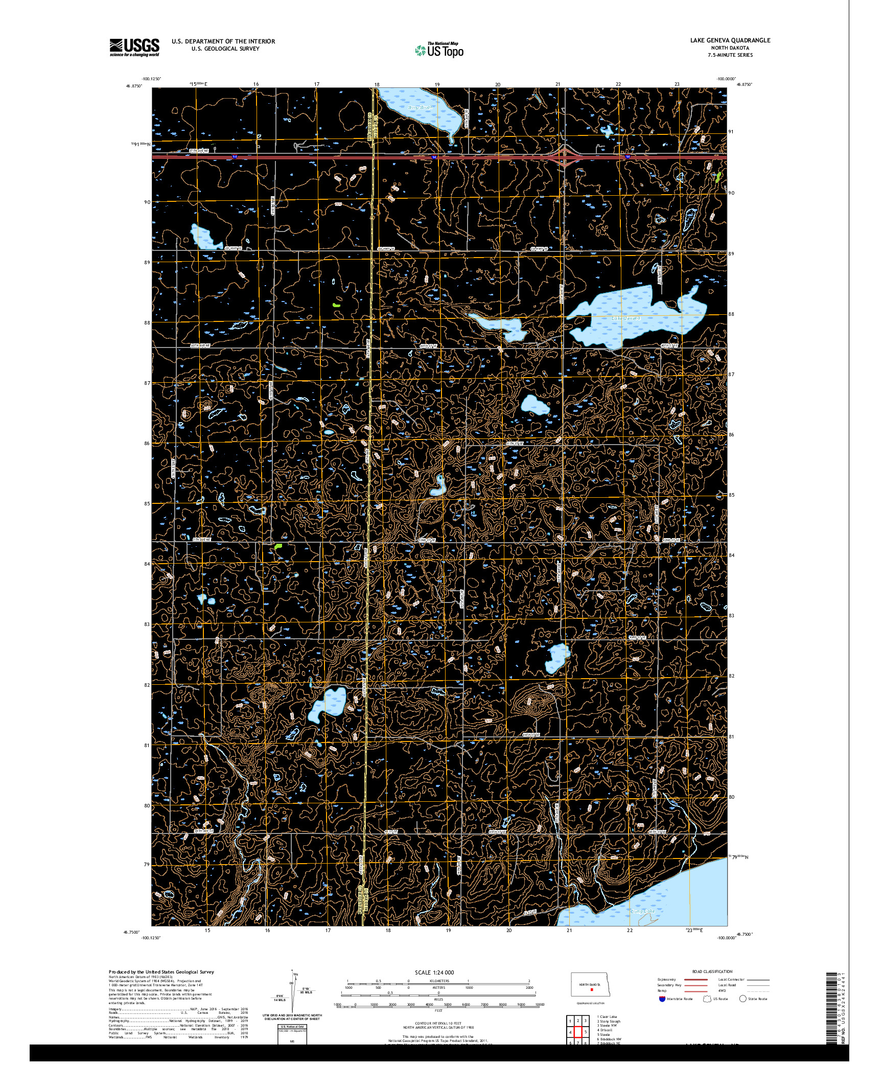 USGS US TOPO 7.5-MINUTE MAP FOR LAKE GENEVA, ND 2020