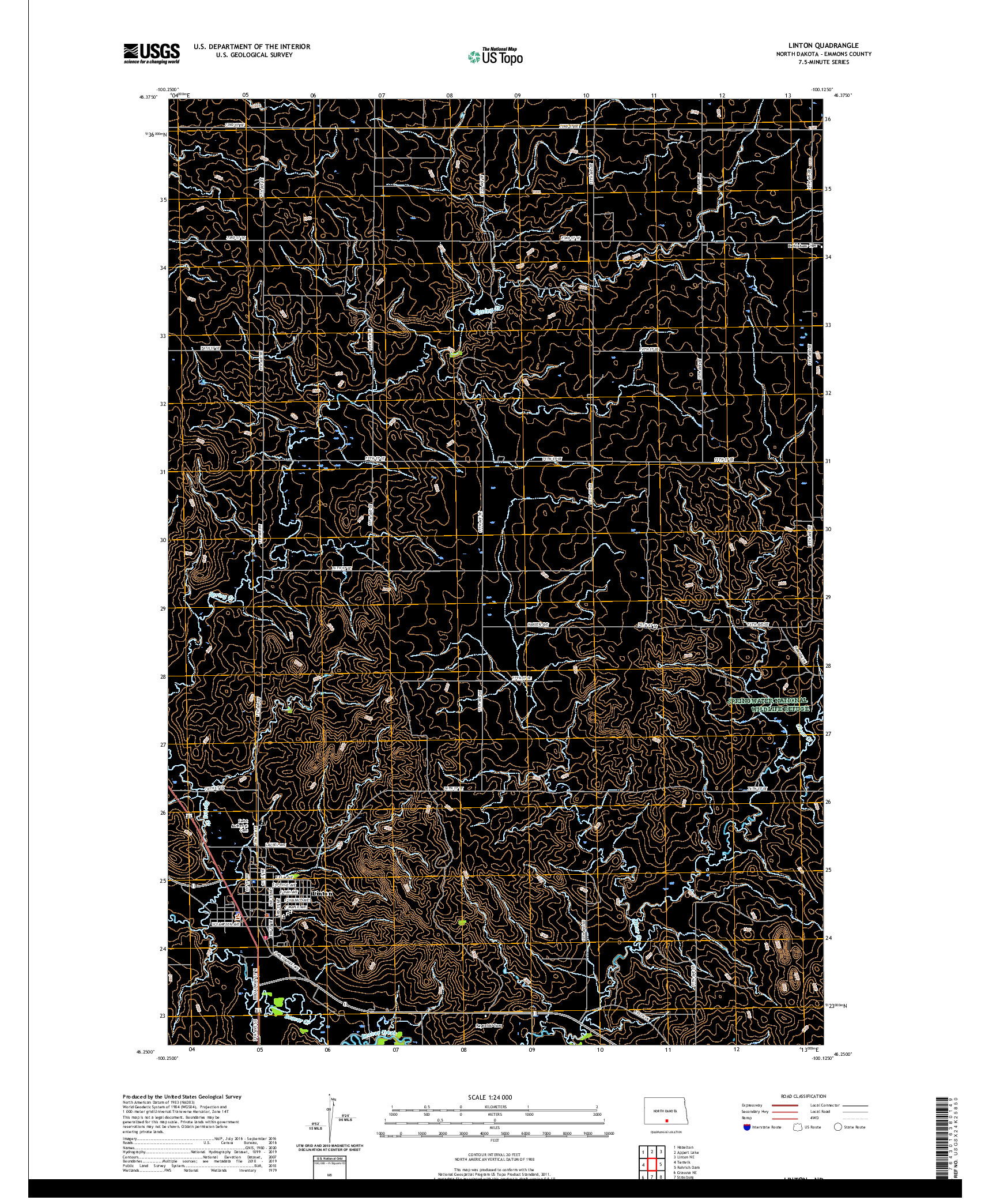 USGS US TOPO 7.5-MINUTE MAP FOR LINTON, ND 2020