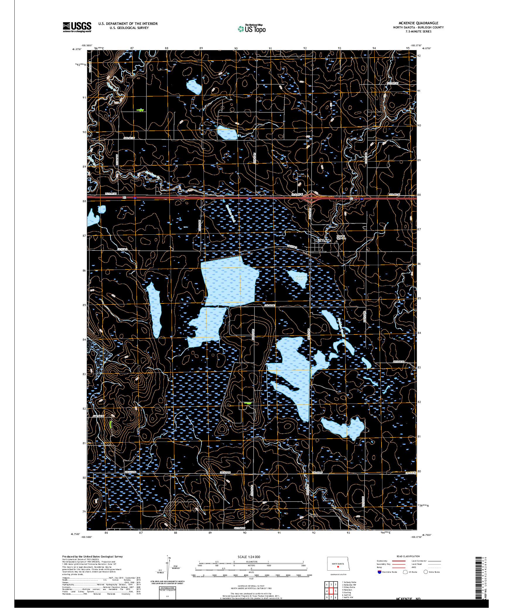 USGS US TOPO 7.5-MINUTE MAP FOR MCKENZIE, ND 2020