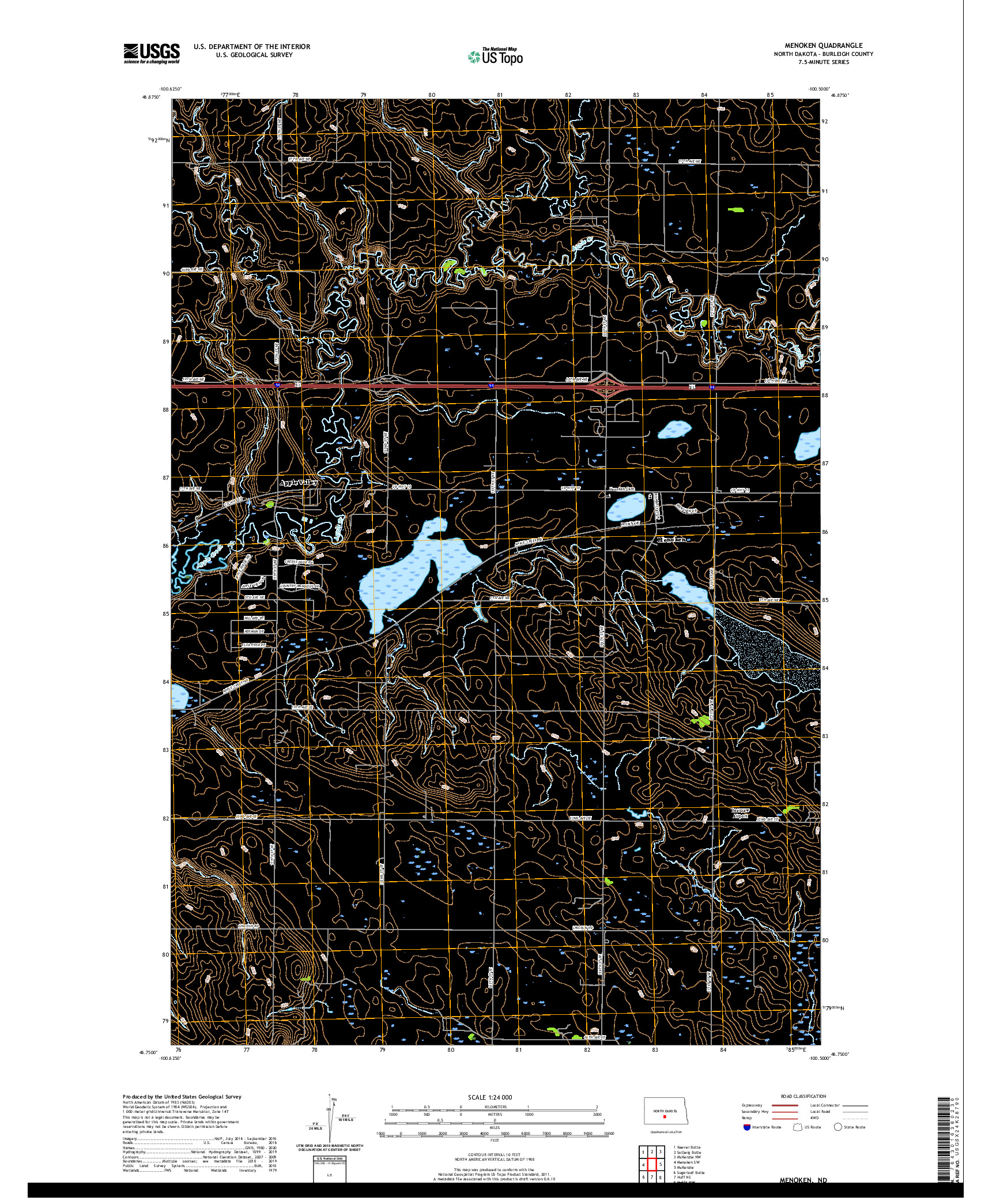 USGS US TOPO 7.5-MINUTE MAP FOR MENOKEN, ND 2020