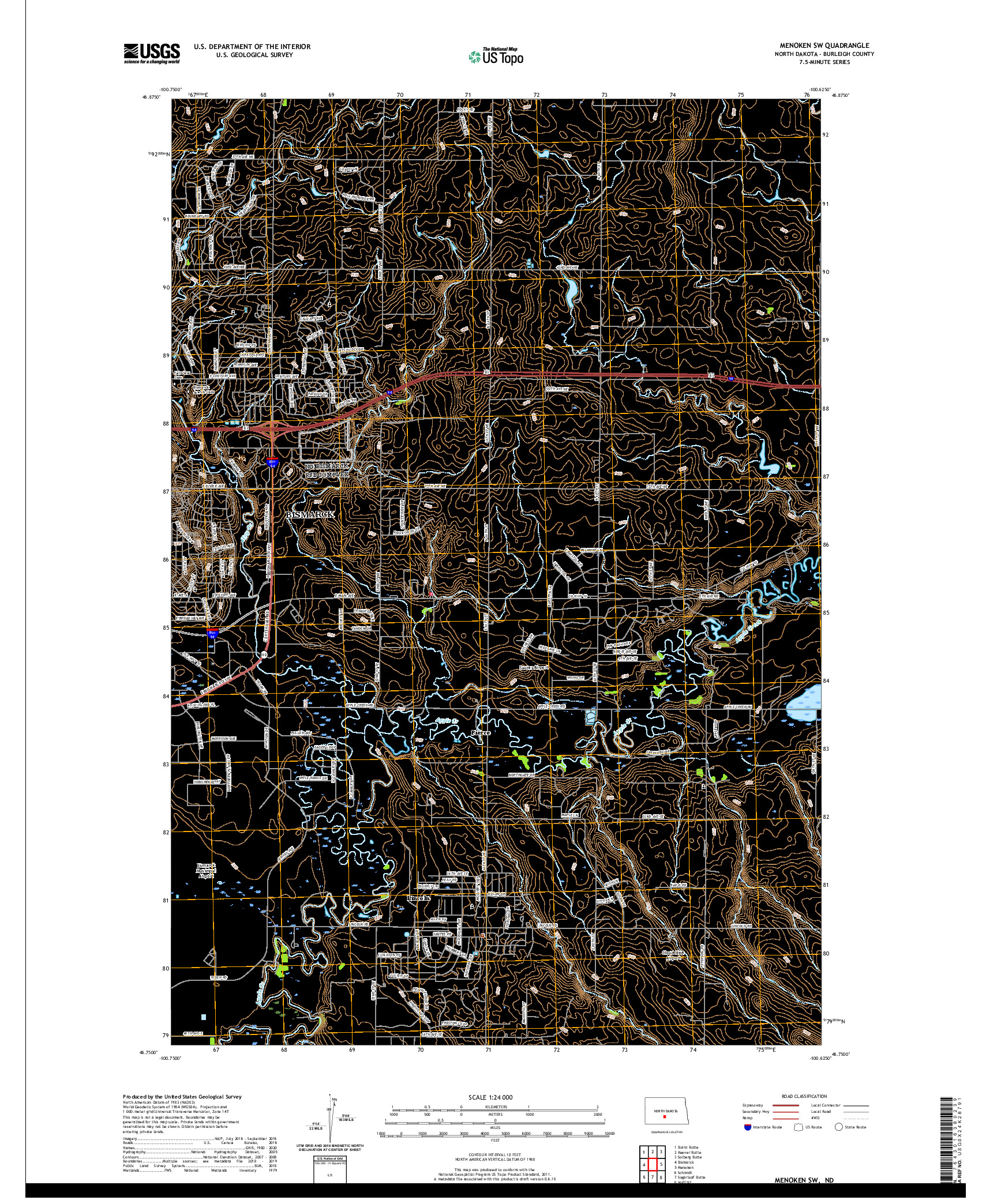 USGS US TOPO 7.5-MINUTE MAP FOR MENOKEN SW, ND 2020