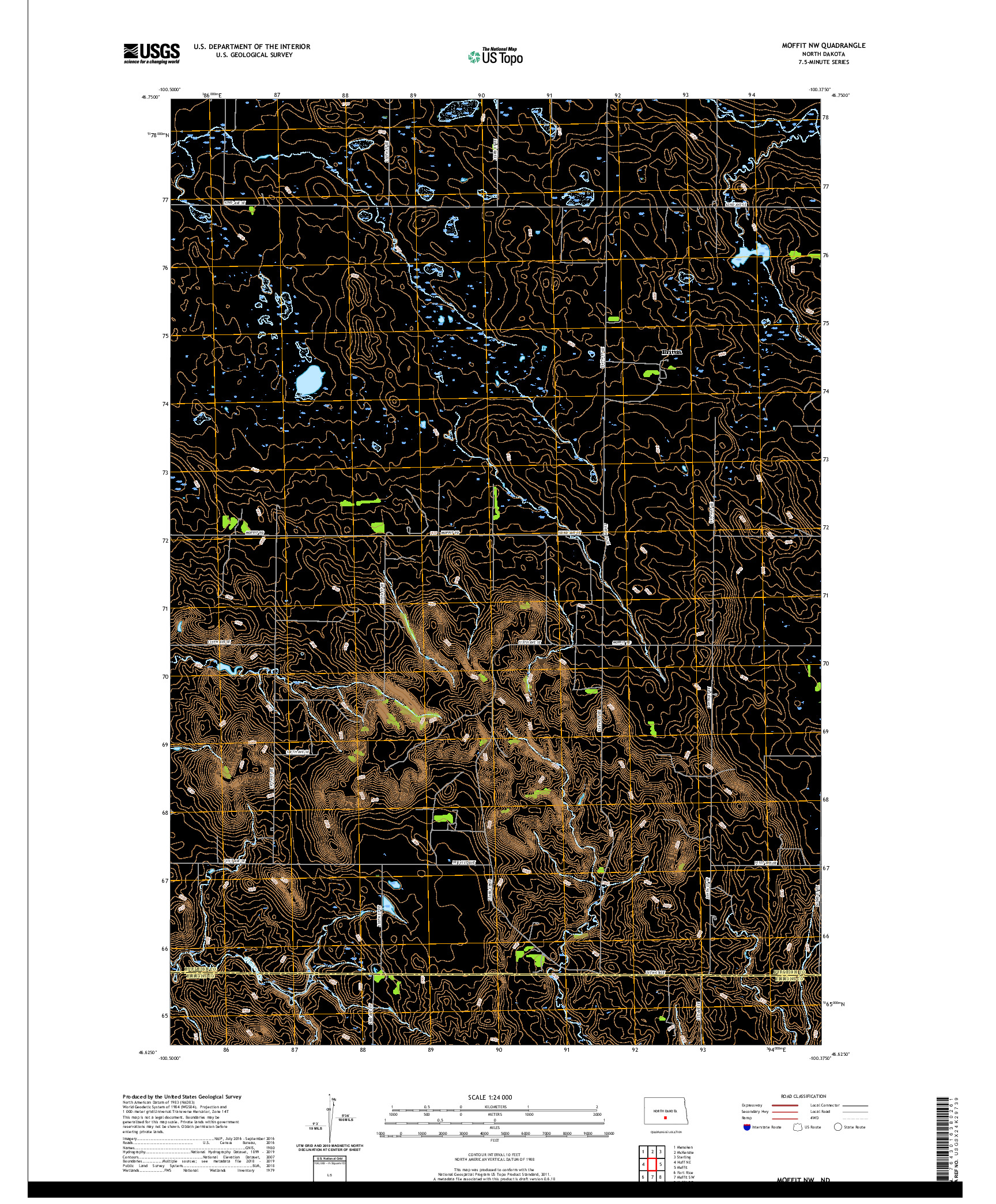 USGS US TOPO 7.5-MINUTE MAP FOR MOFFIT NW, ND 2020