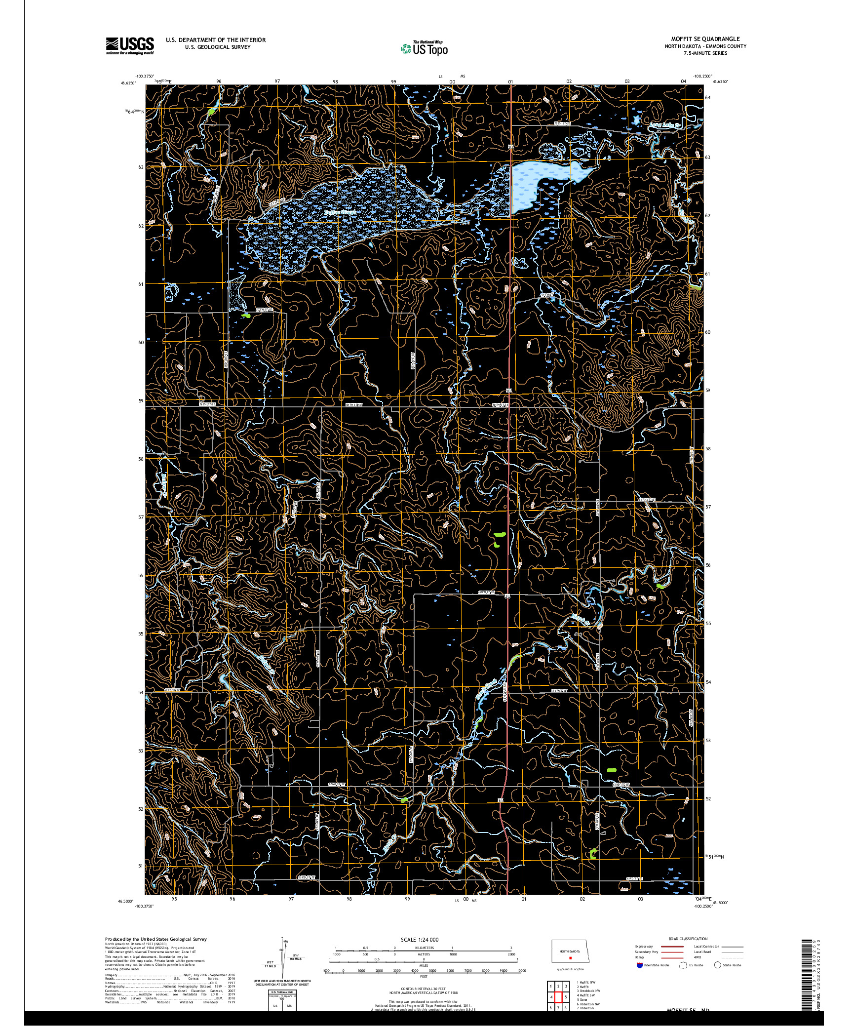 USGS US TOPO 7.5-MINUTE MAP FOR MOFFIT SE, ND 2020