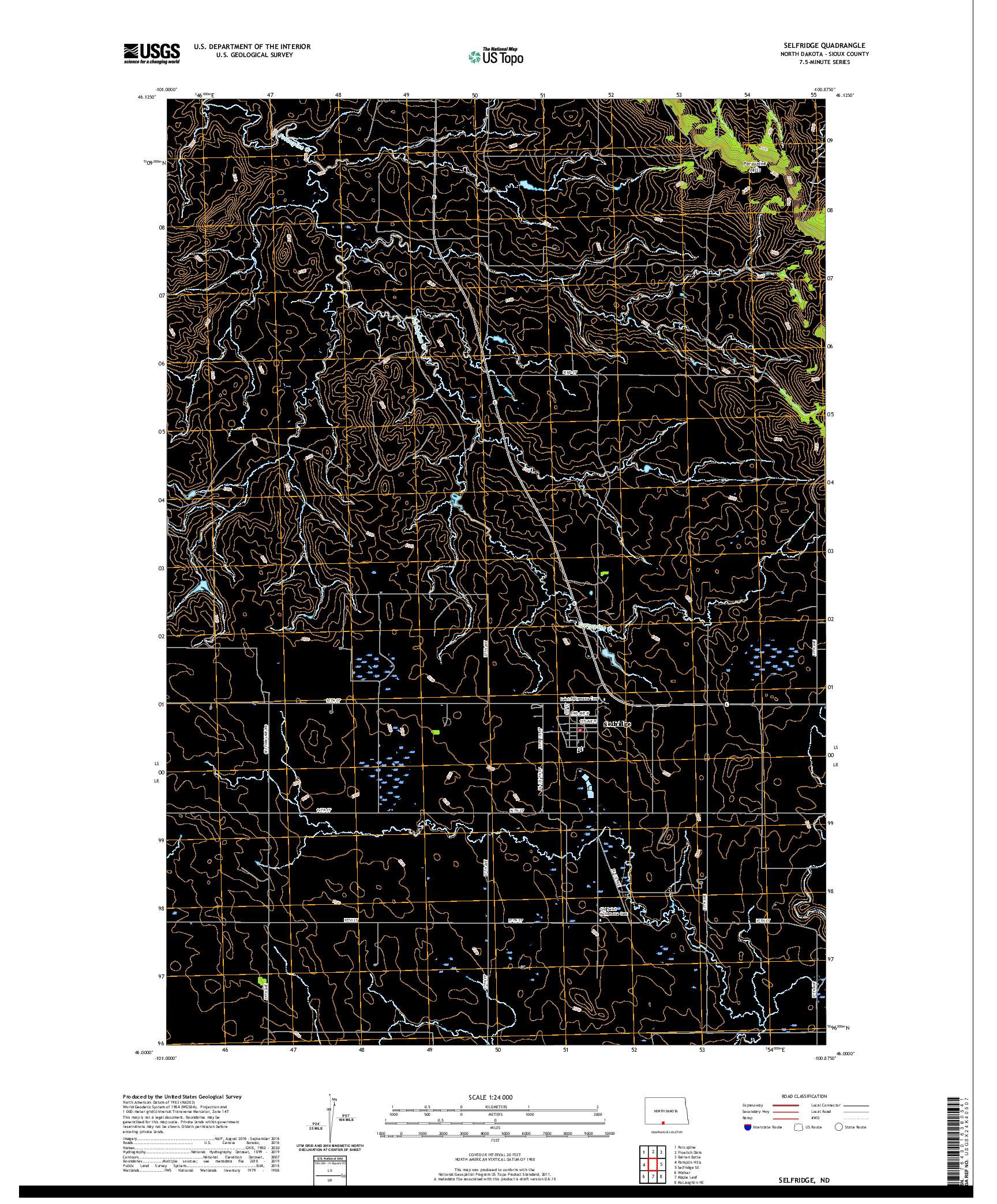USGS US TOPO 7.5-MINUTE MAP FOR SELFRIDGE, ND 2020