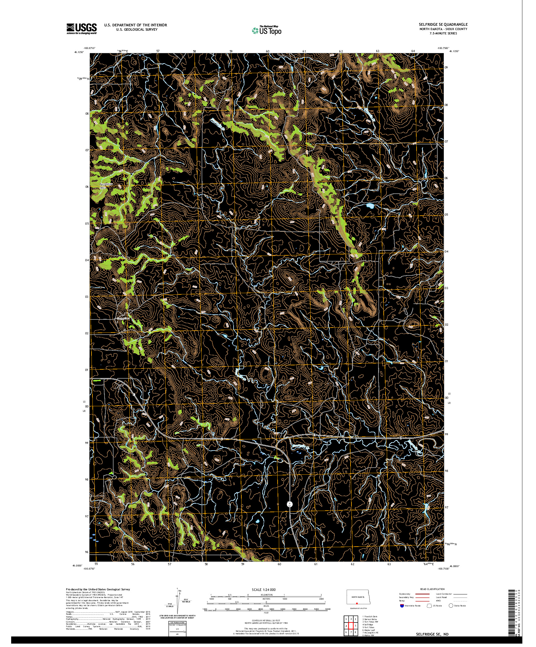 USGS US TOPO 7.5-MINUTE MAP FOR SELFRIDGE SE, ND 2020
