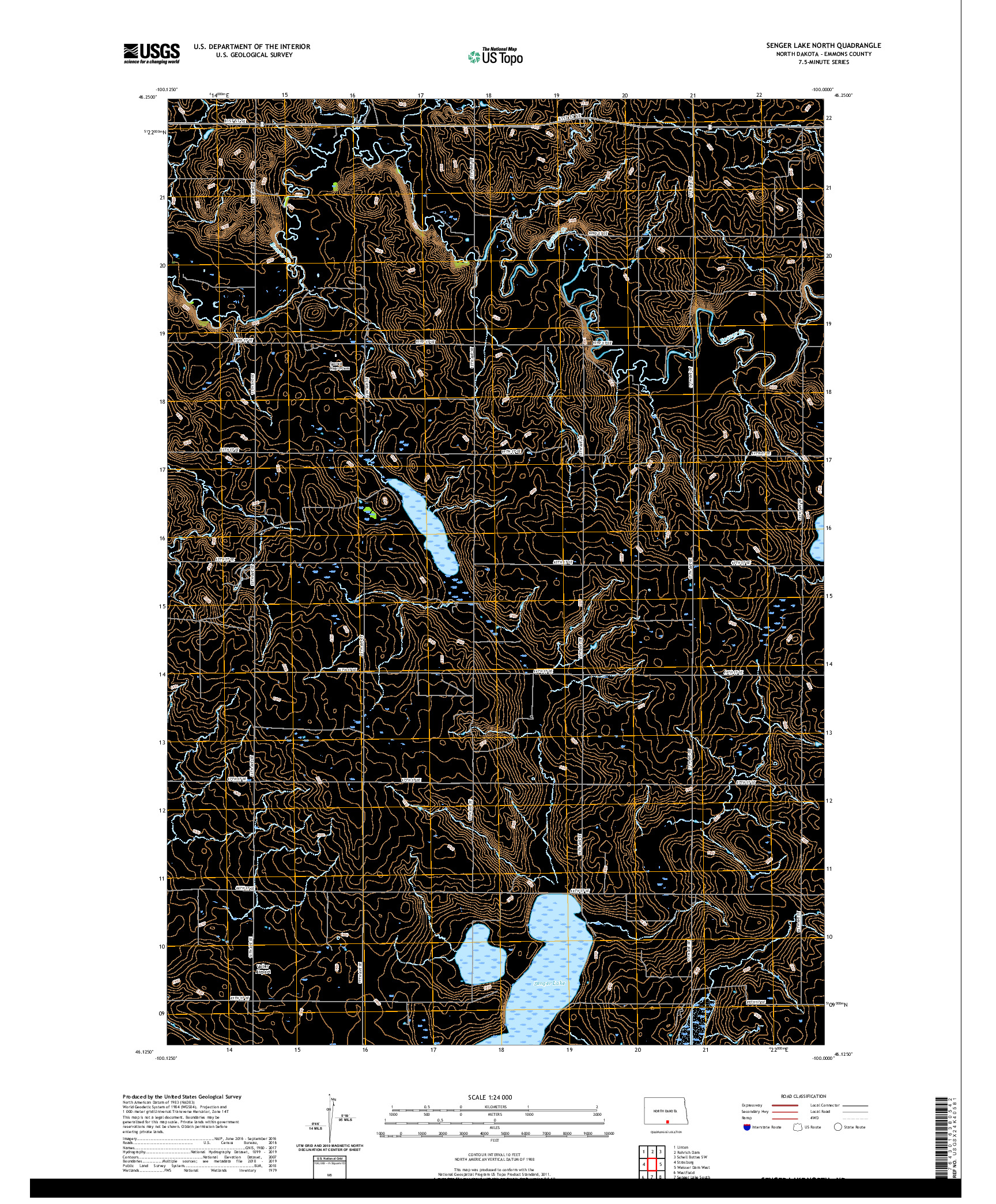 USGS US TOPO 7.5-MINUTE MAP FOR SENGER LAKE NORTH, ND 2020