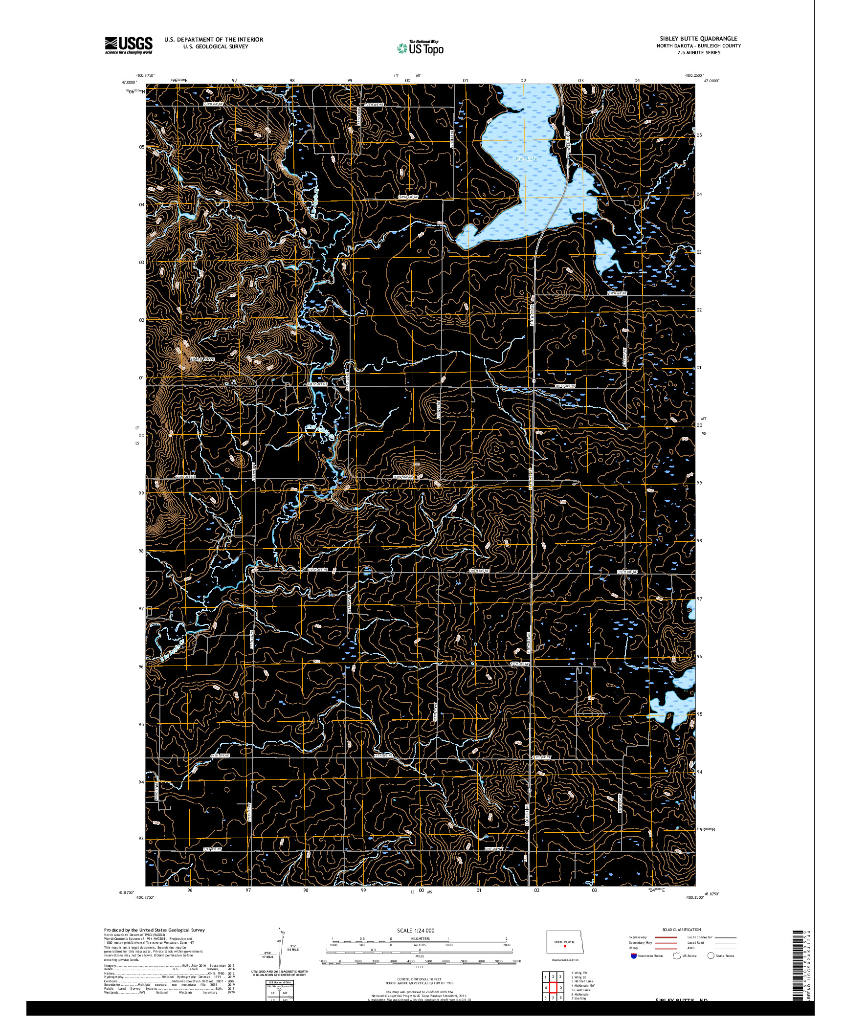USGS US TOPO 7.5-MINUTE MAP FOR SIBLEY BUTTE, ND 2020