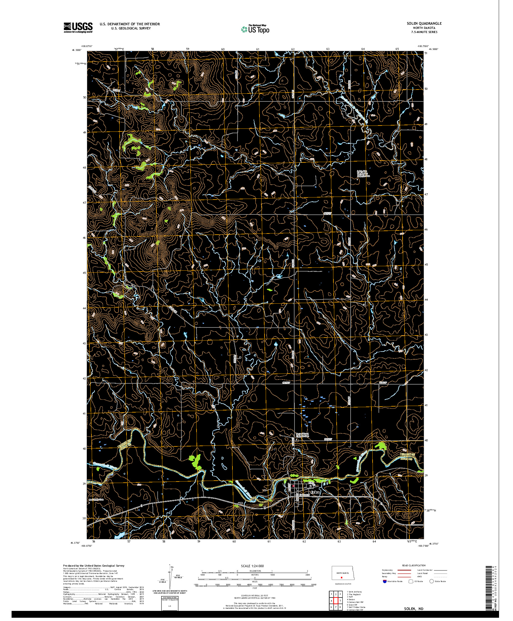 USGS US TOPO 7.5-MINUTE MAP FOR SOLEN, ND 2020