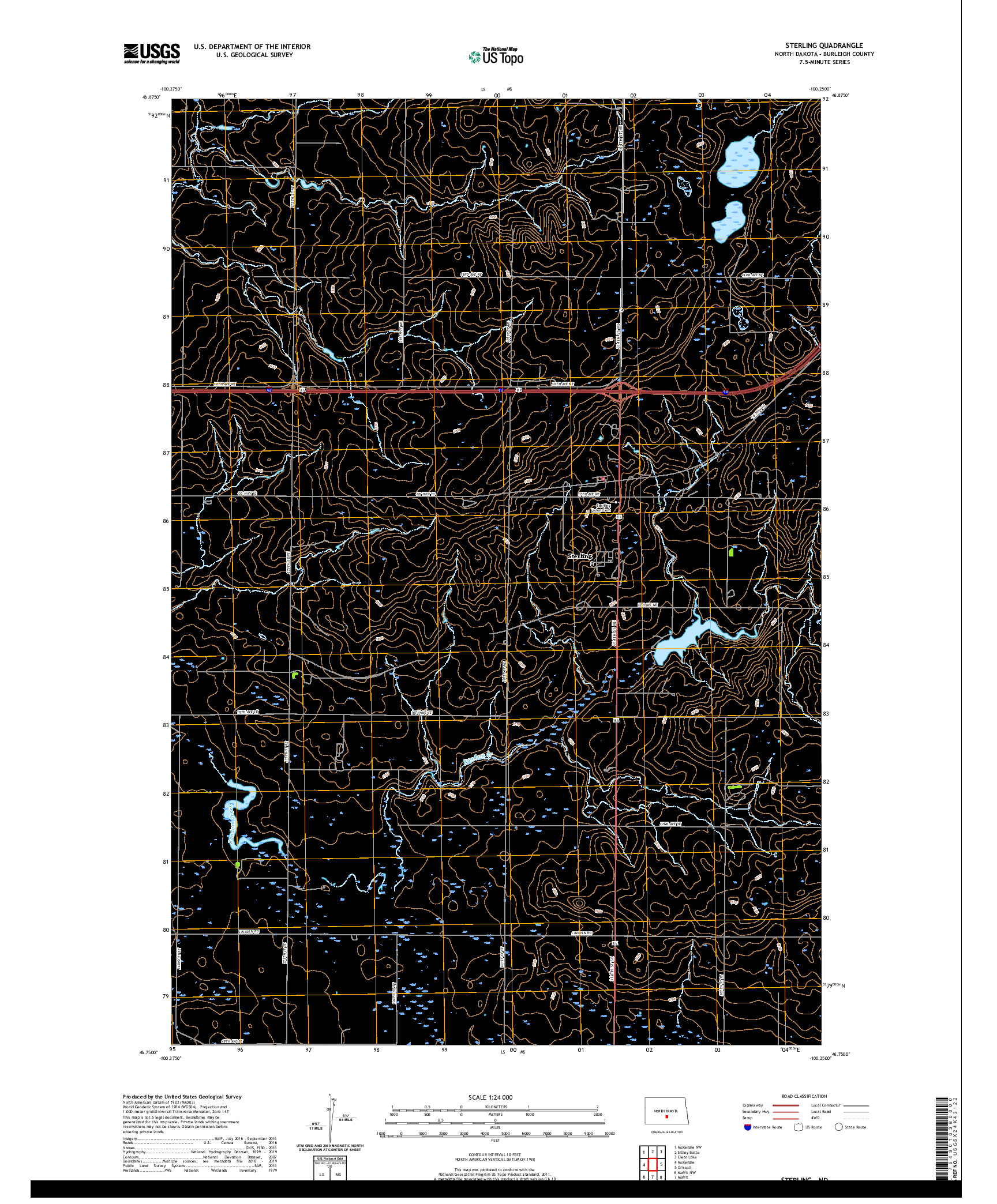 USGS US TOPO 7.5-MINUTE MAP FOR STERLING, ND 2020