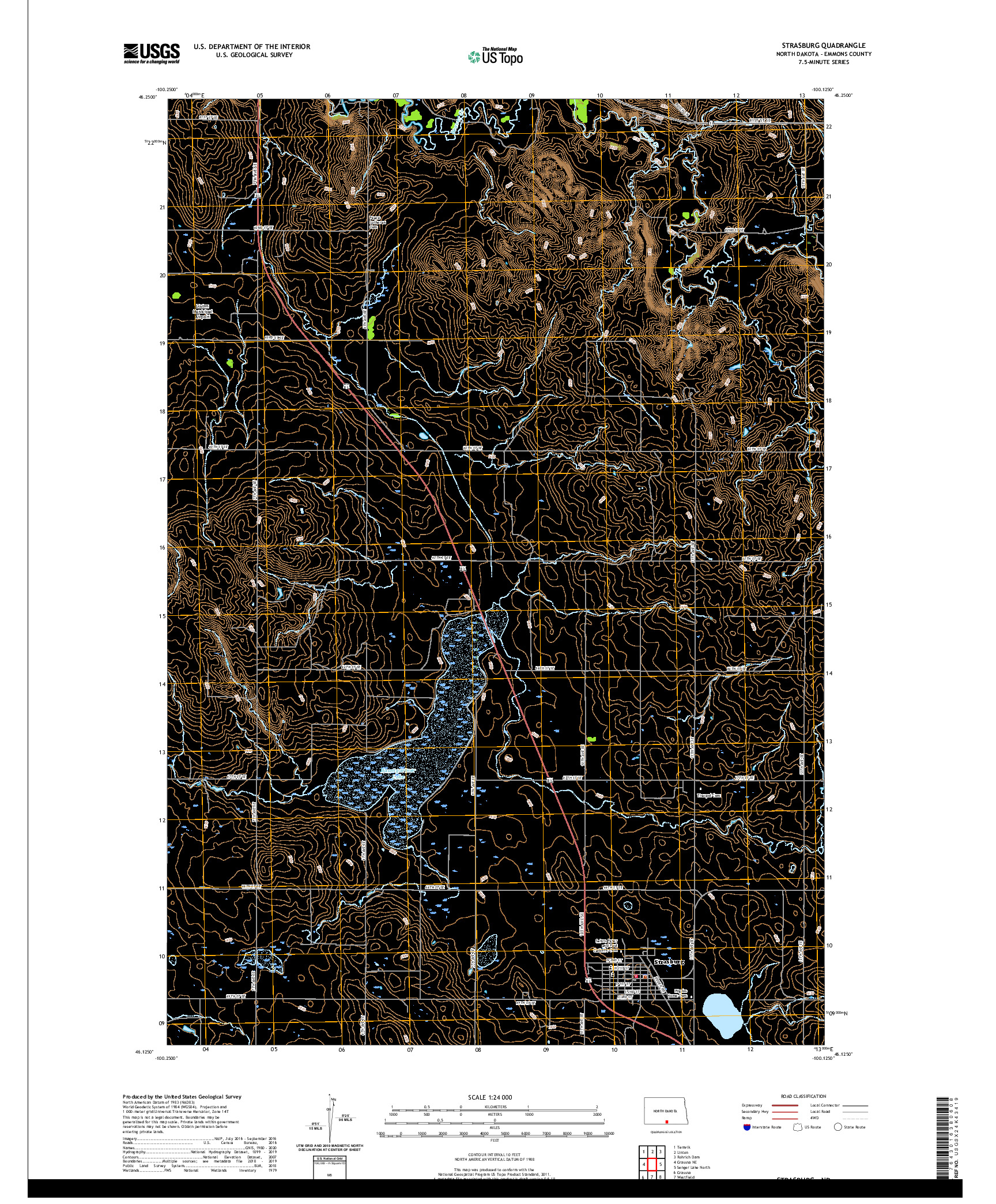 USGS US TOPO 7.5-MINUTE MAP FOR STRASBURG, ND 2020