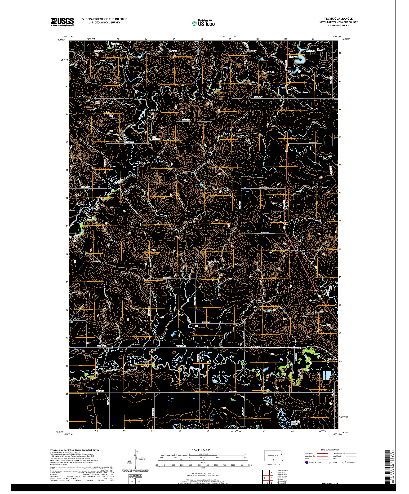 USGS US TOPO 7.5-MINUTE MAP FOR TEMVIK, ND 2020