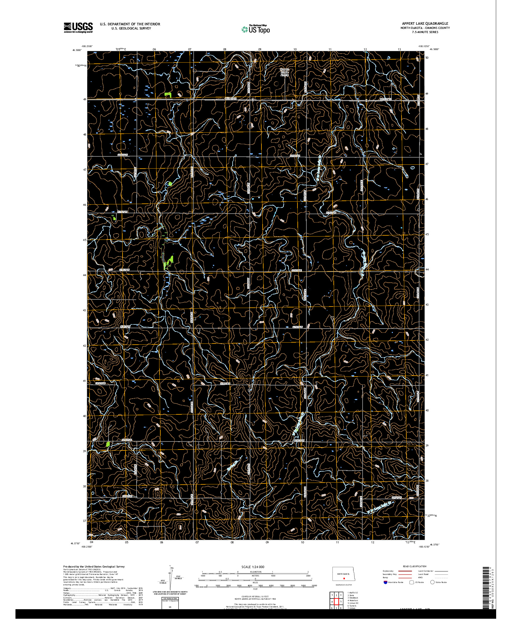 USGS US TOPO 7.5-MINUTE MAP FOR APPERT LAKE, ND 2020