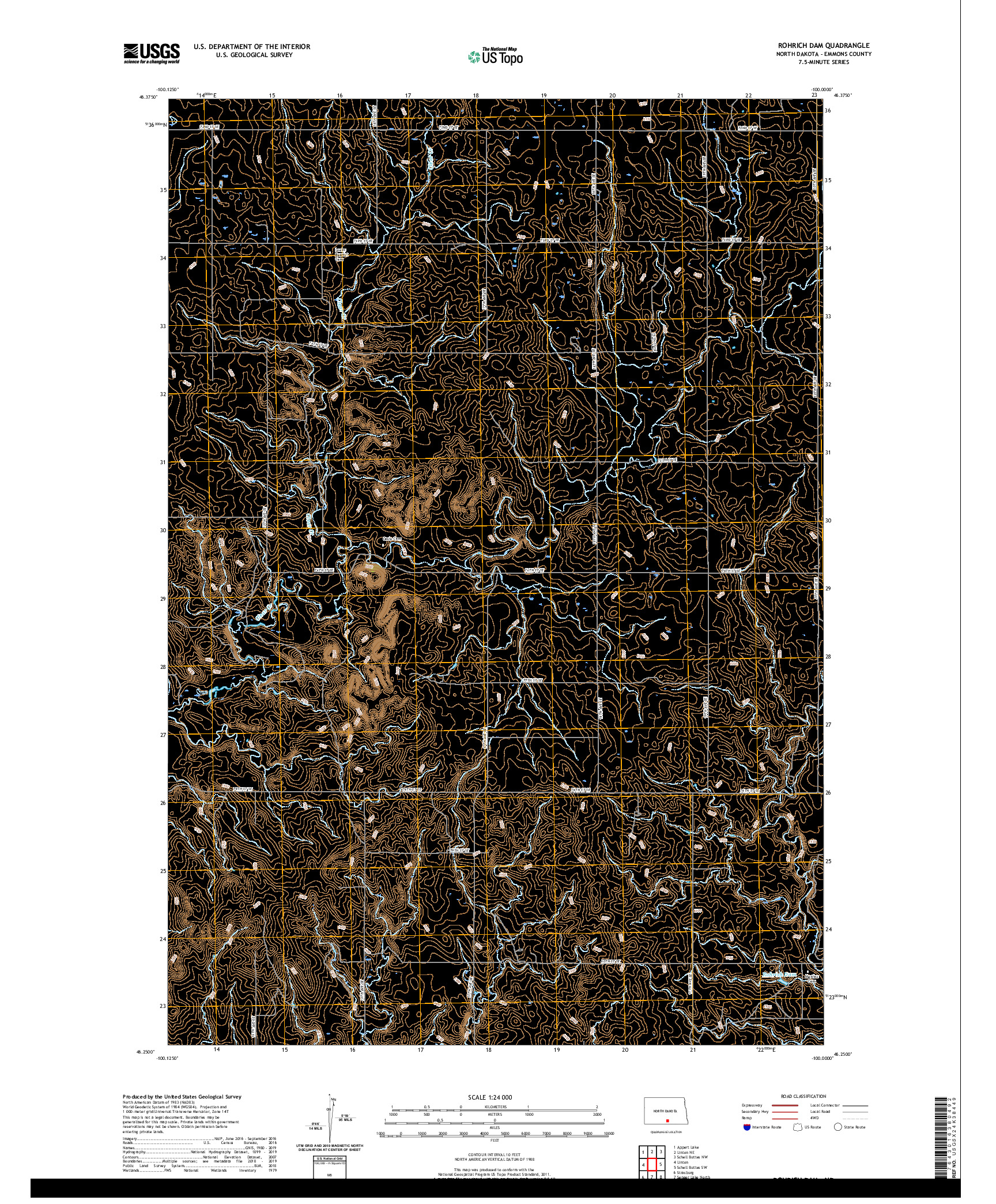 USGS US TOPO 7.5-MINUTE MAP FOR ROHRICH DAM, ND 2020