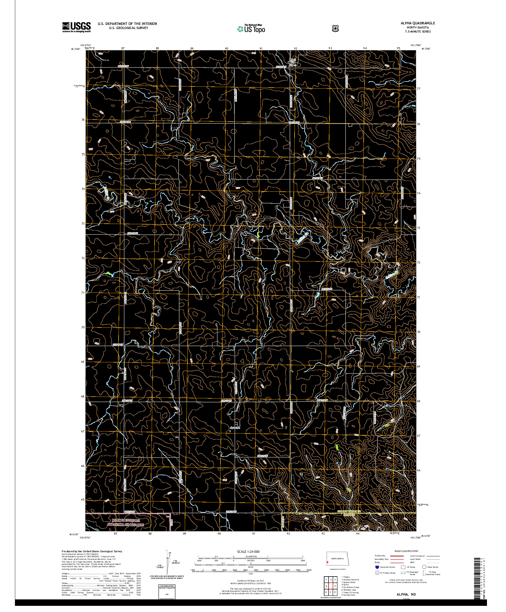 USGS US TOPO 7.5-MINUTE MAP FOR ALPHA, ND 2020