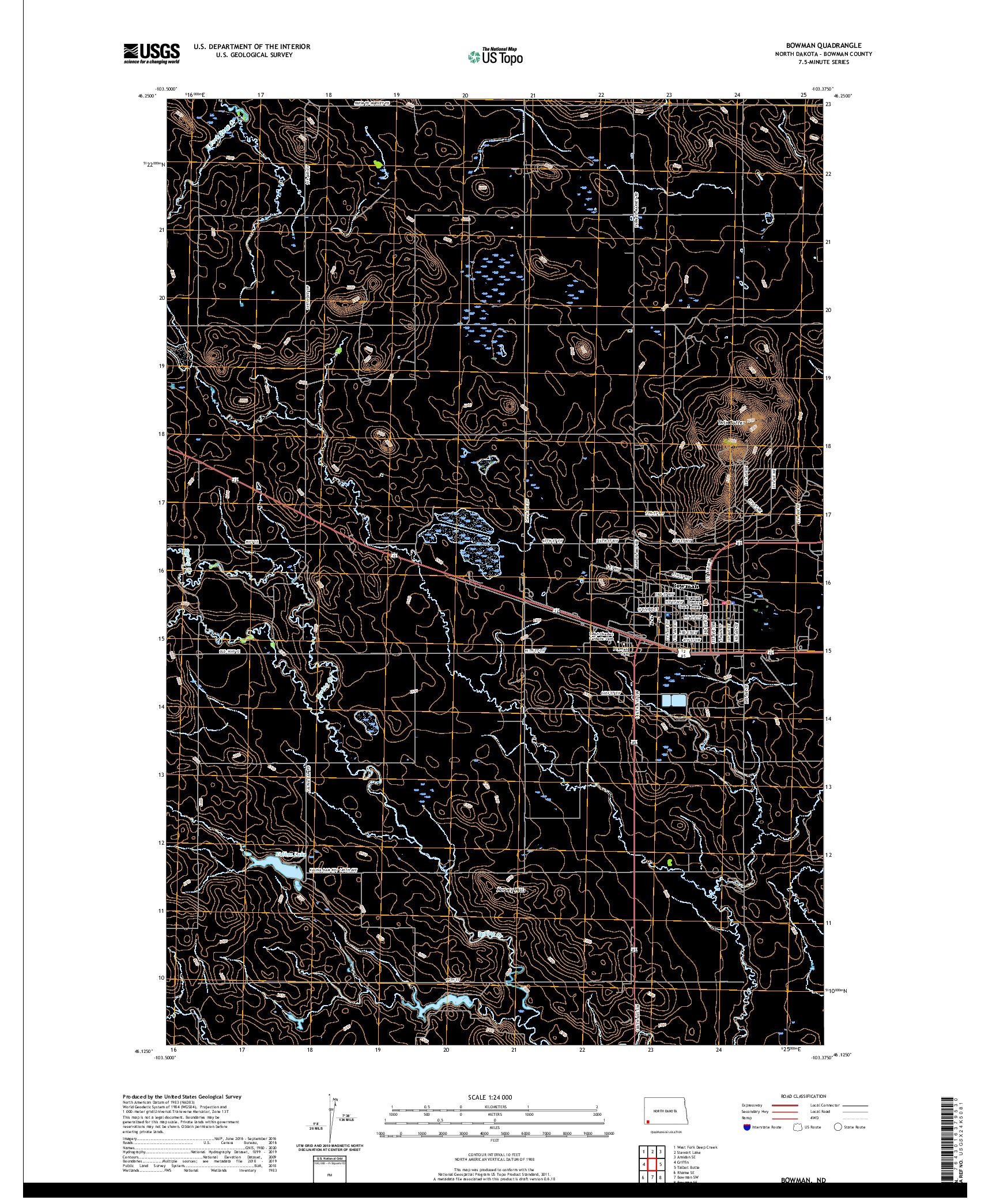 USGS US TOPO 7.5-MINUTE MAP FOR BOWMAN, ND 2020