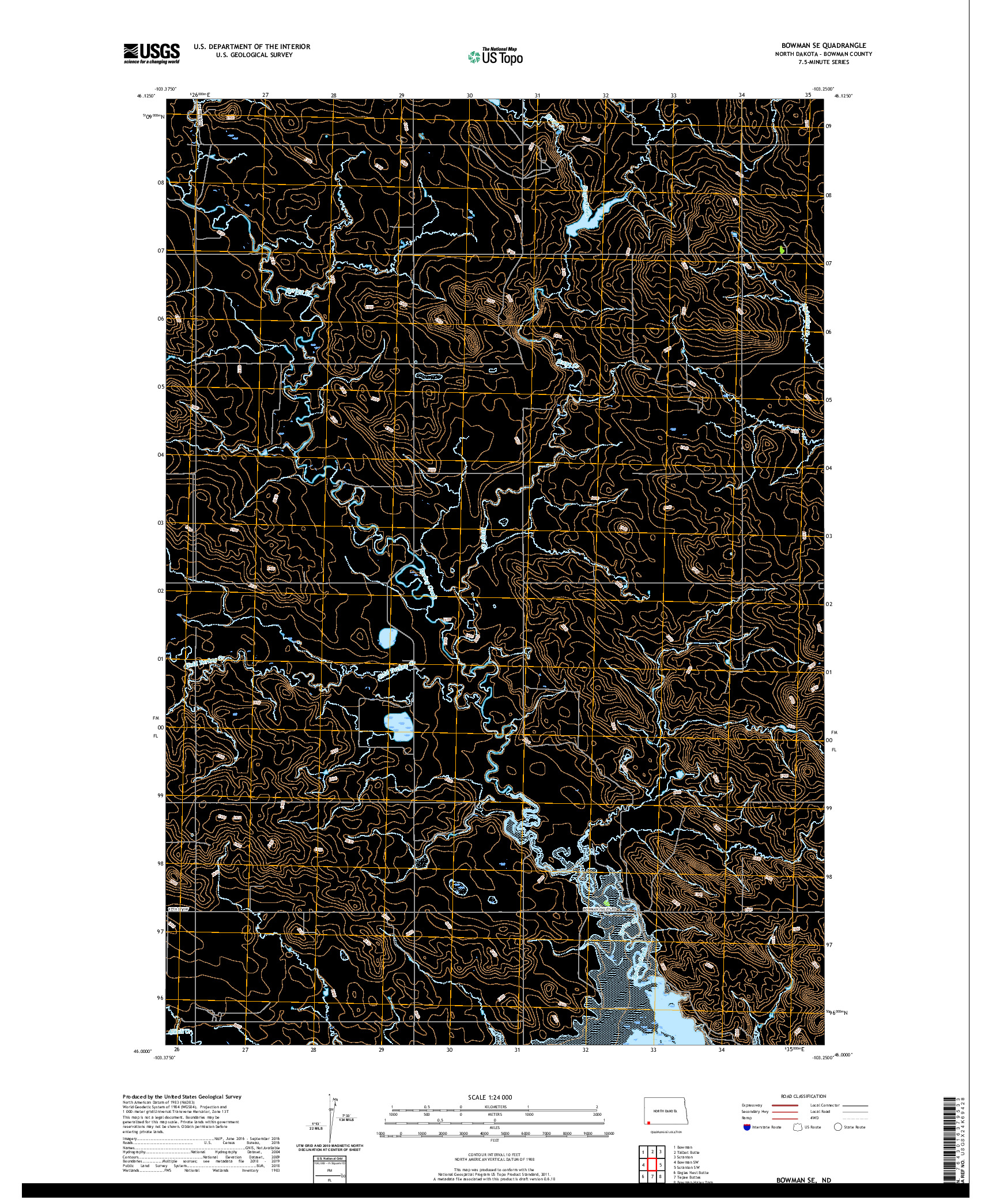 USGS US TOPO 7.5-MINUTE MAP FOR BOWMAN SE, ND 2020