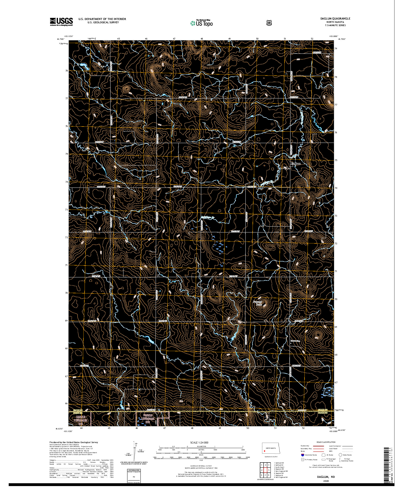 USGS US TOPO 7.5-MINUTE MAP FOR DAGLUM, ND 2020