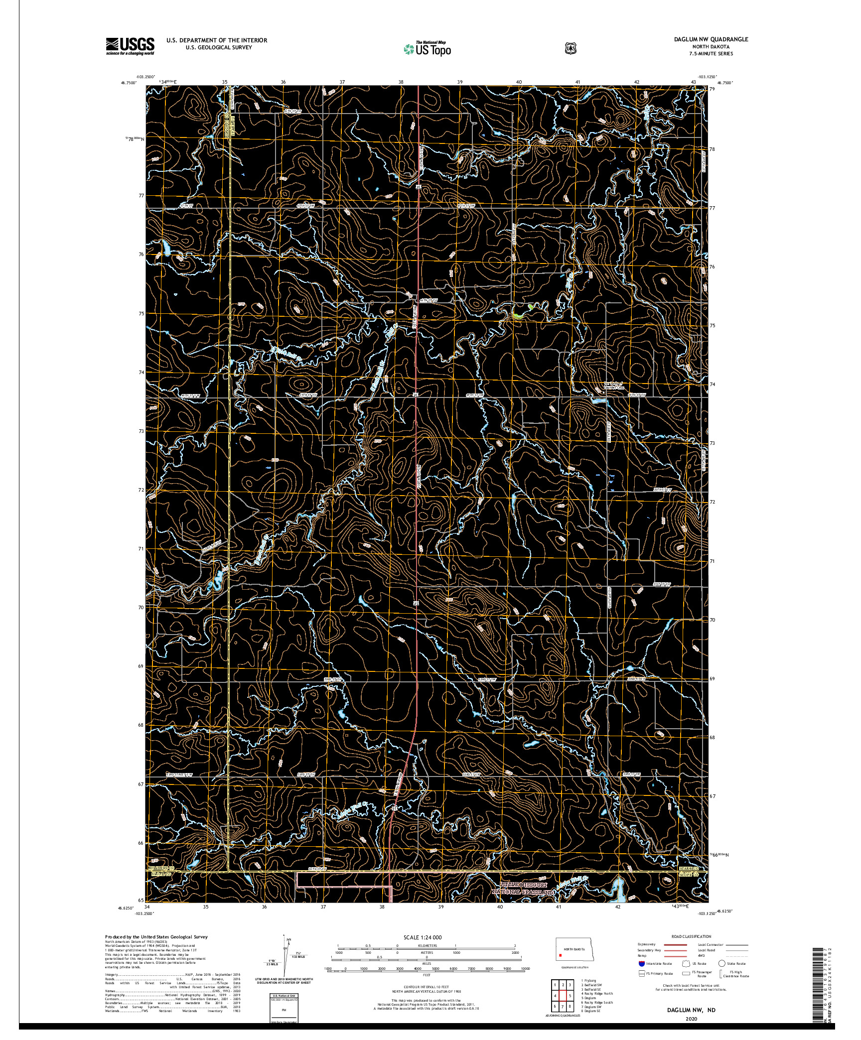 USGS US TOPO 7.5-MINUTE MAP FOR DAGLUM NW, ND 2020