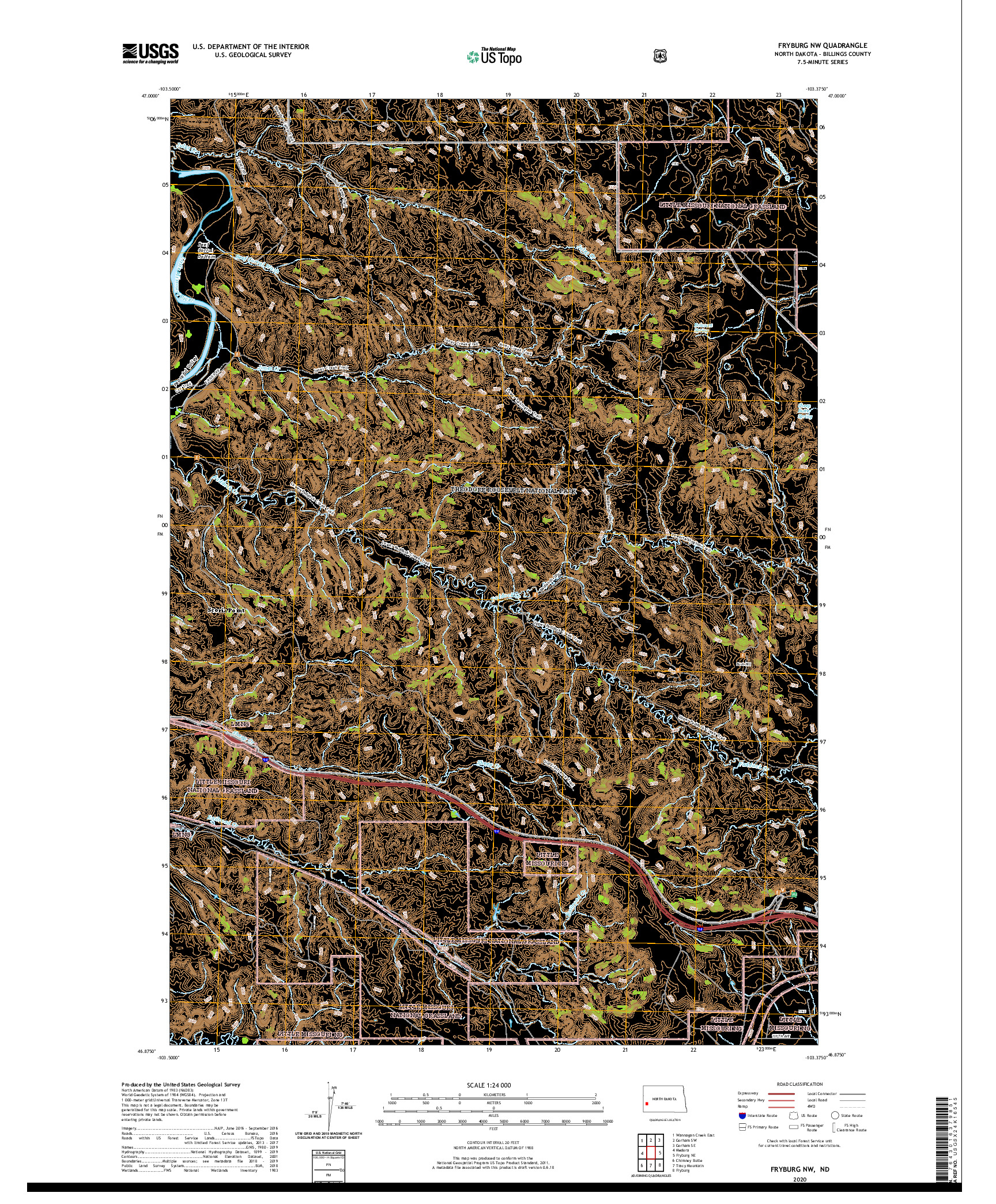 USGS US TOPO 7.5-MINUTE MAP FOR FRYBURG NW, ND 2020