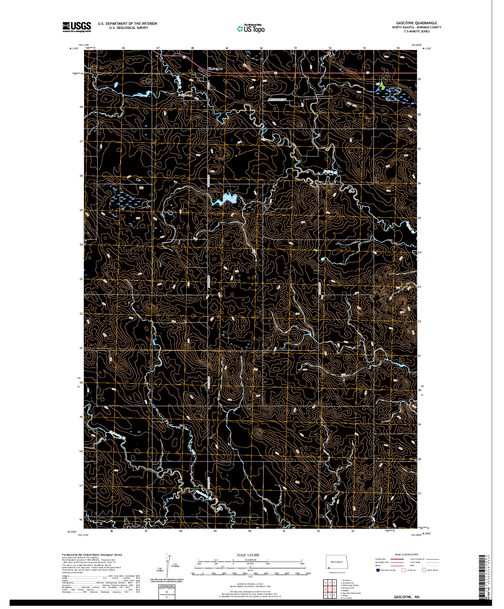 USGS US TOPO 7.5-MINUTE MAP FOR GASCOYNE, ND 2020
