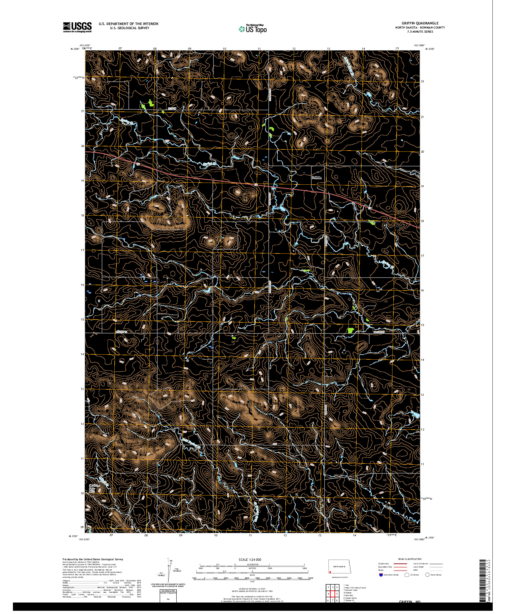 USGS US TOPO 7.5-MINUTE MAP FOR GRIFFIN, ND 2020