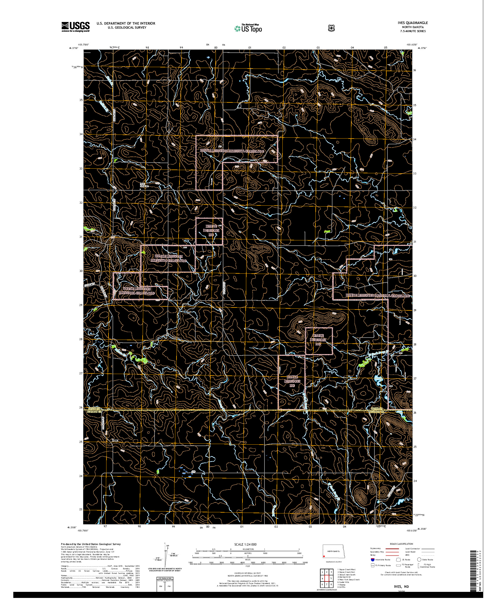 USGS US TOPO 7.5-MINUTE MAP FOR IVES, ND 2020