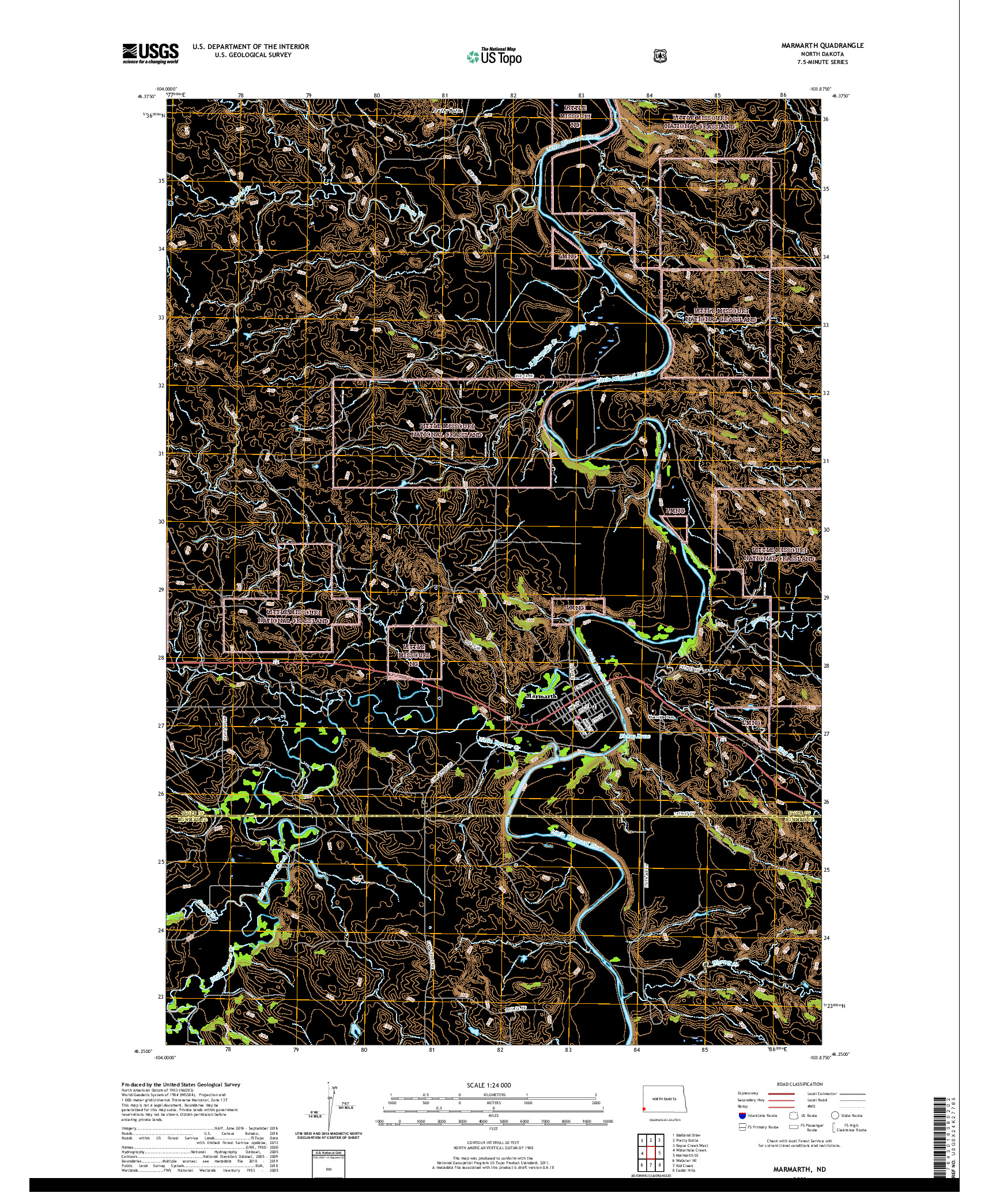 USGS US TOPO 7.5-MINUTE MAP FOR MARMARTH, ND 2020