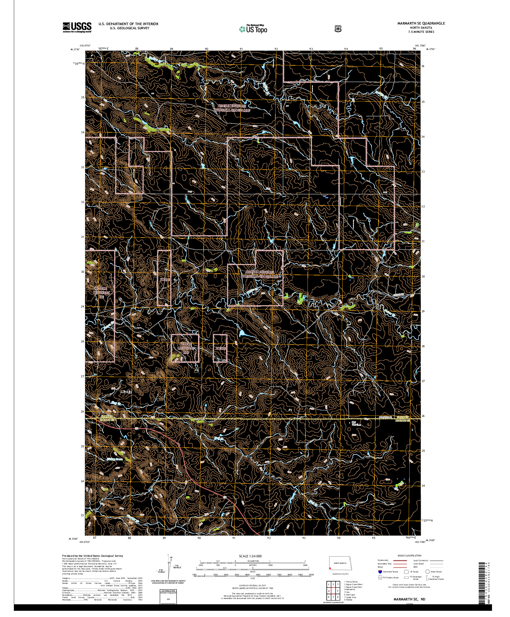 USGS US TOPO 7.5-MINUTE MAP FOR MARMARTH SE, ND 2020