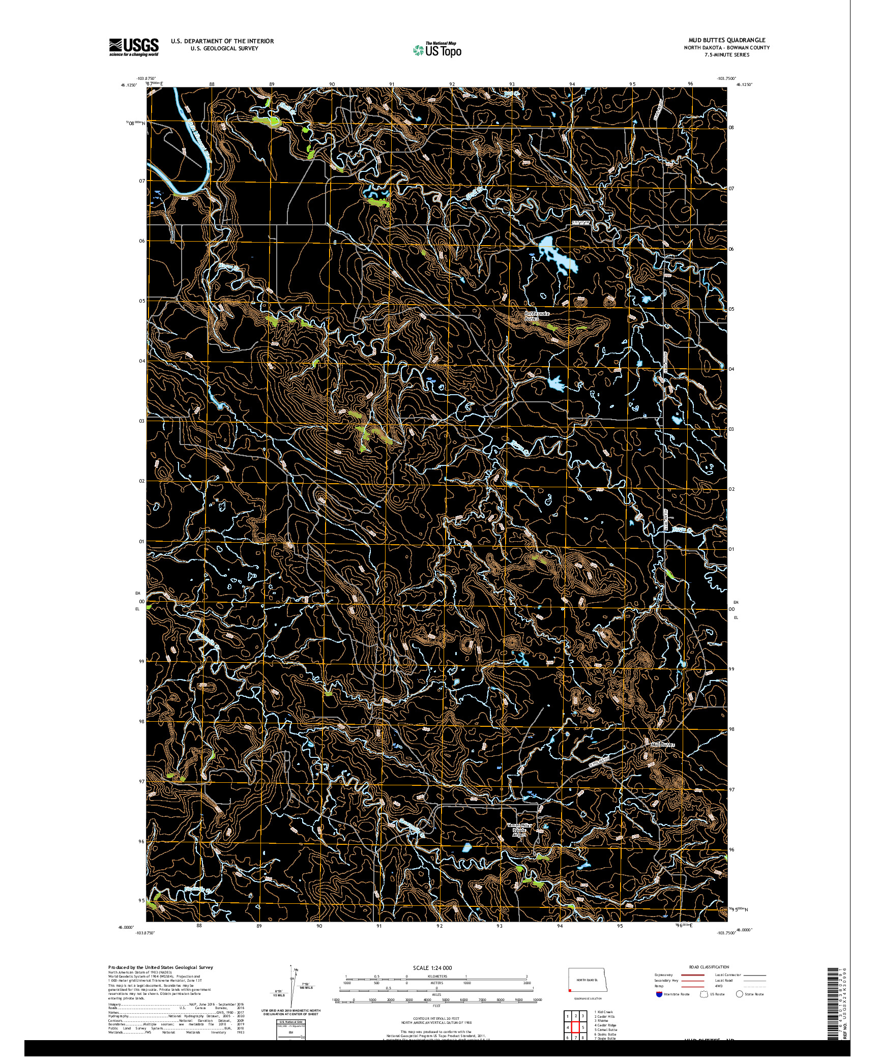 USGS US TOPO 7.5-MINUTE MAP FOR MUD BUTTES, ND 2020