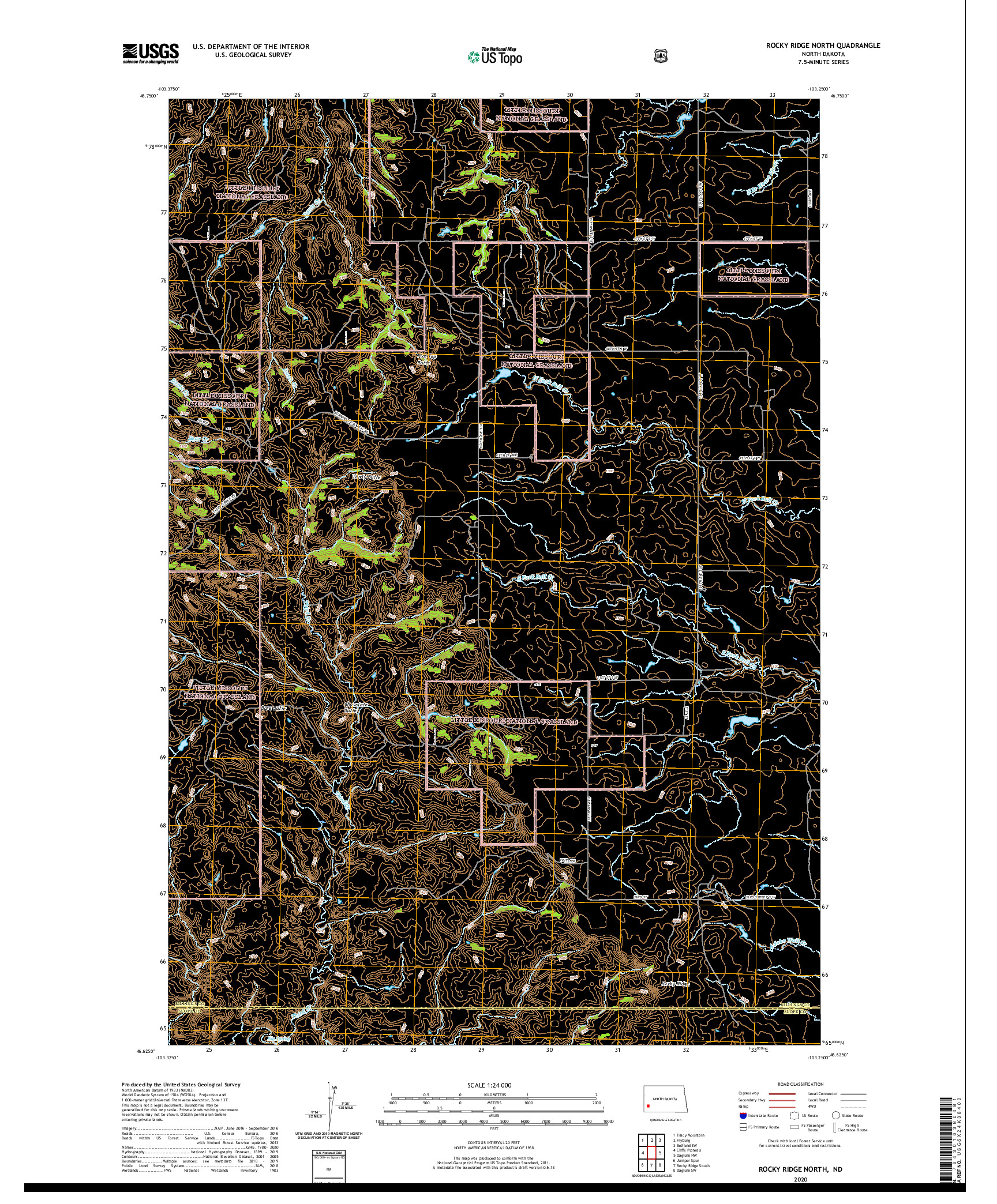 USGS US TOPO 7.5-MINUTE MAP FOR ROCKY RIDGE NORTH, ND 2020