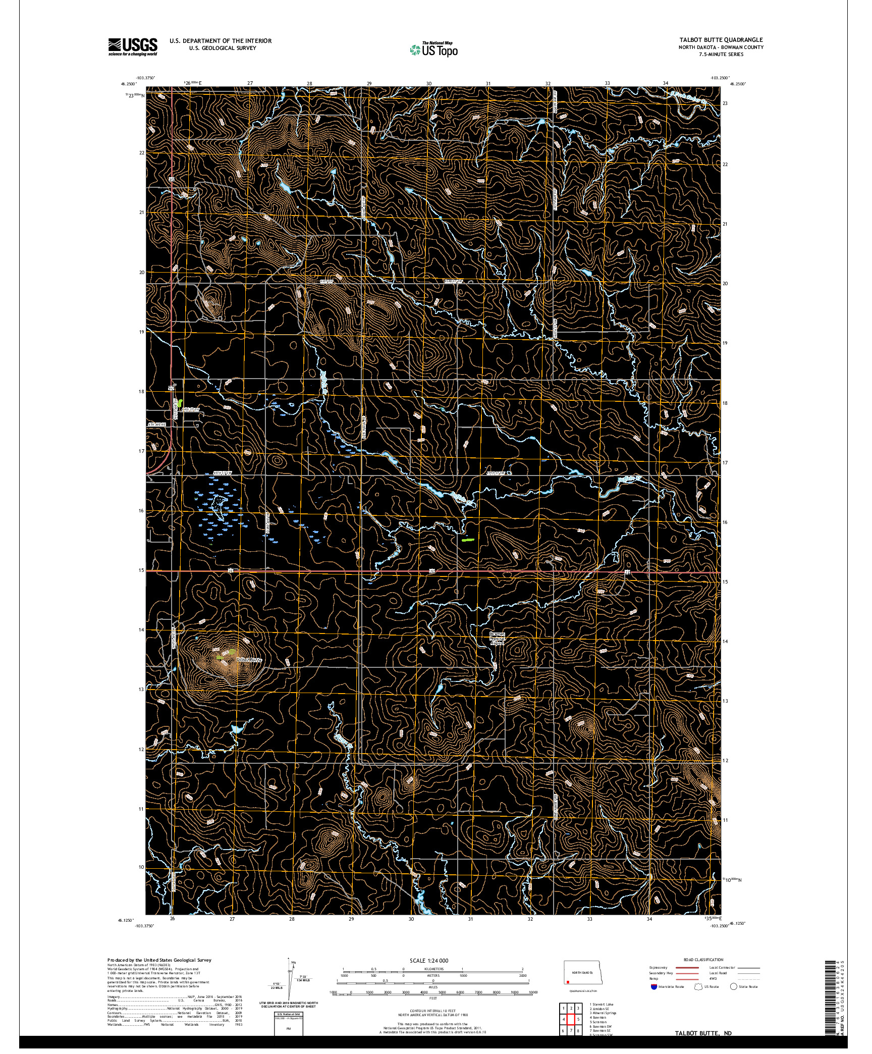 USGS US TOPO 7.5-MINUTE MAP FOR TALBOT BUTTE, ND 2020