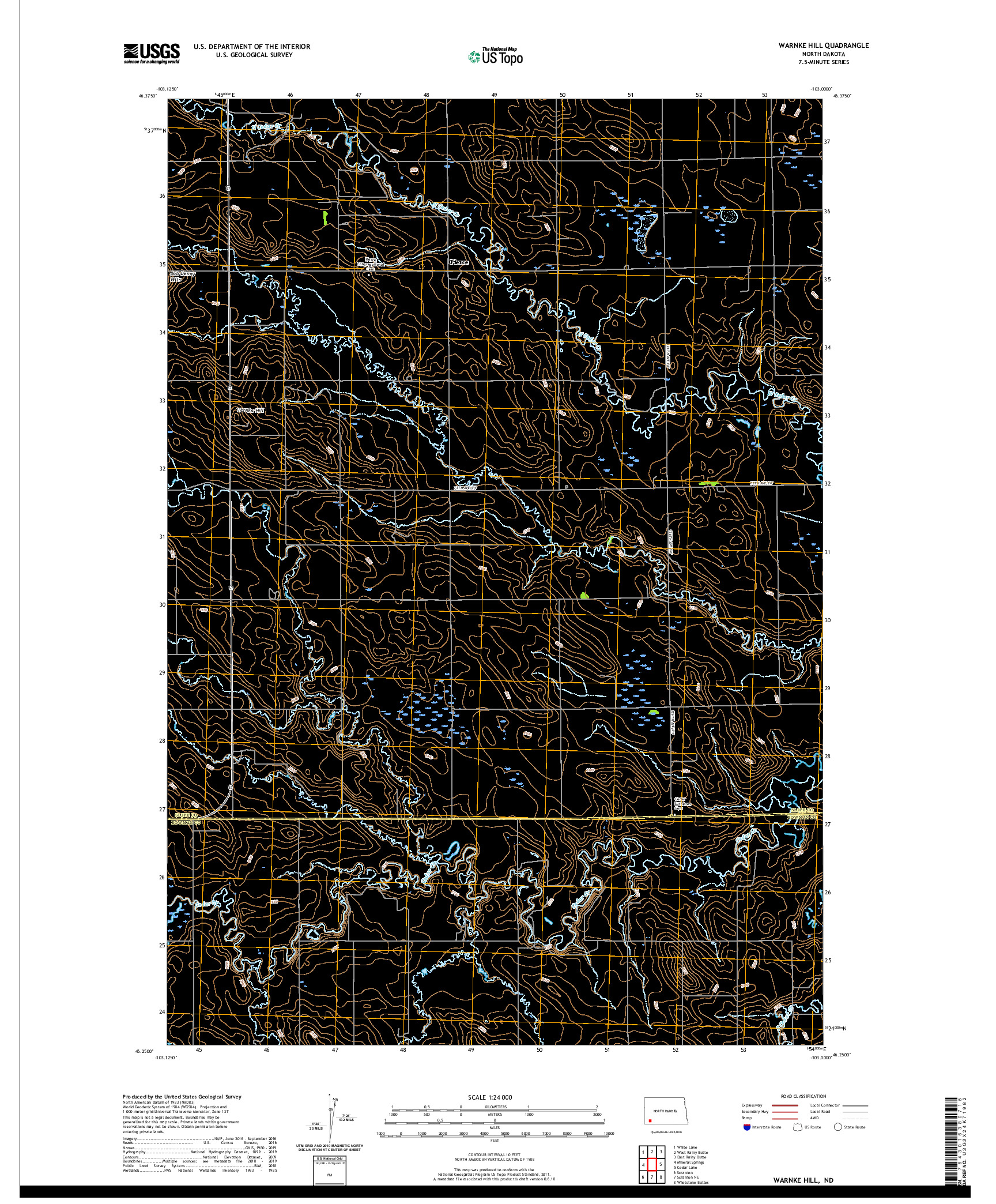 USGS US TOPO 7.5-MINUTE MAP FOR WARNKE HILL, ND 2020