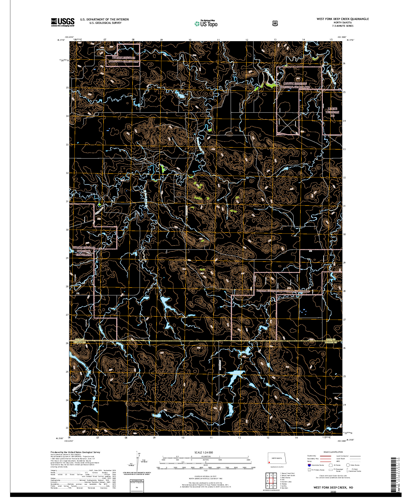 USGS US TOPO 7.5-MINUTE MAP FOR WEST FORK DEEP CREEK, ND 2020