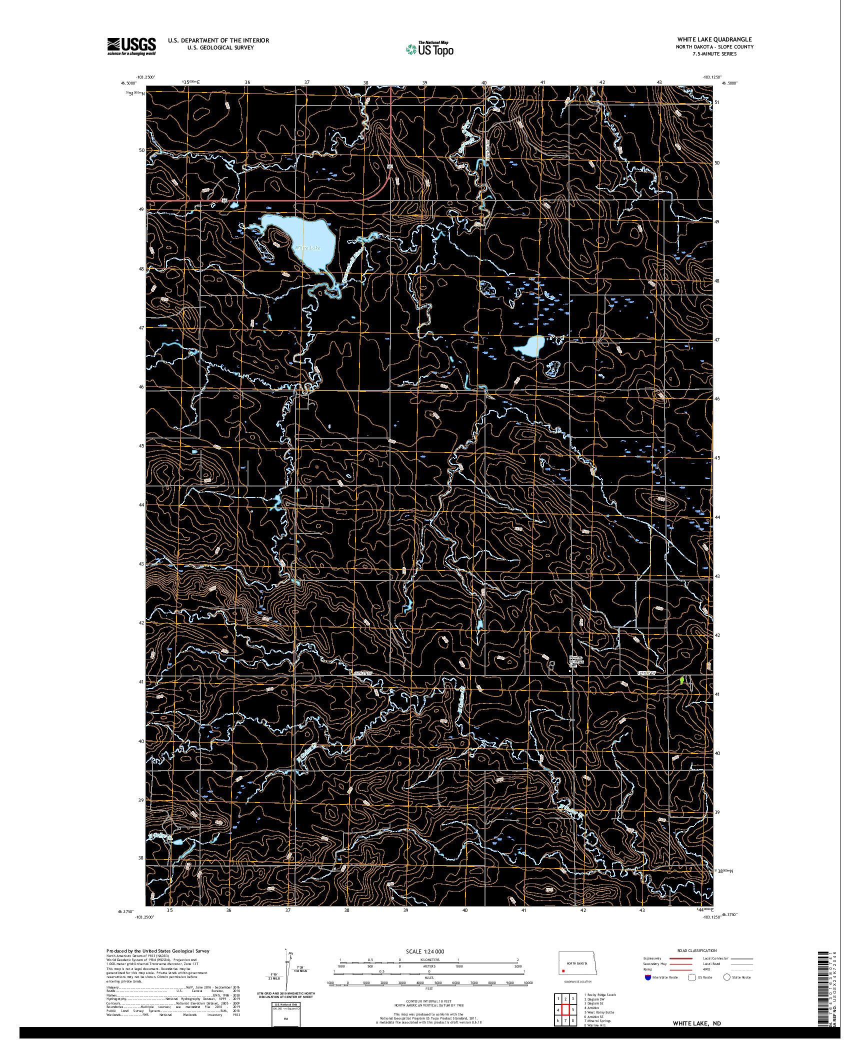 USGS US TOPO 7.5-MINUTE MAP FOR WHITE LAKE, ND 2020