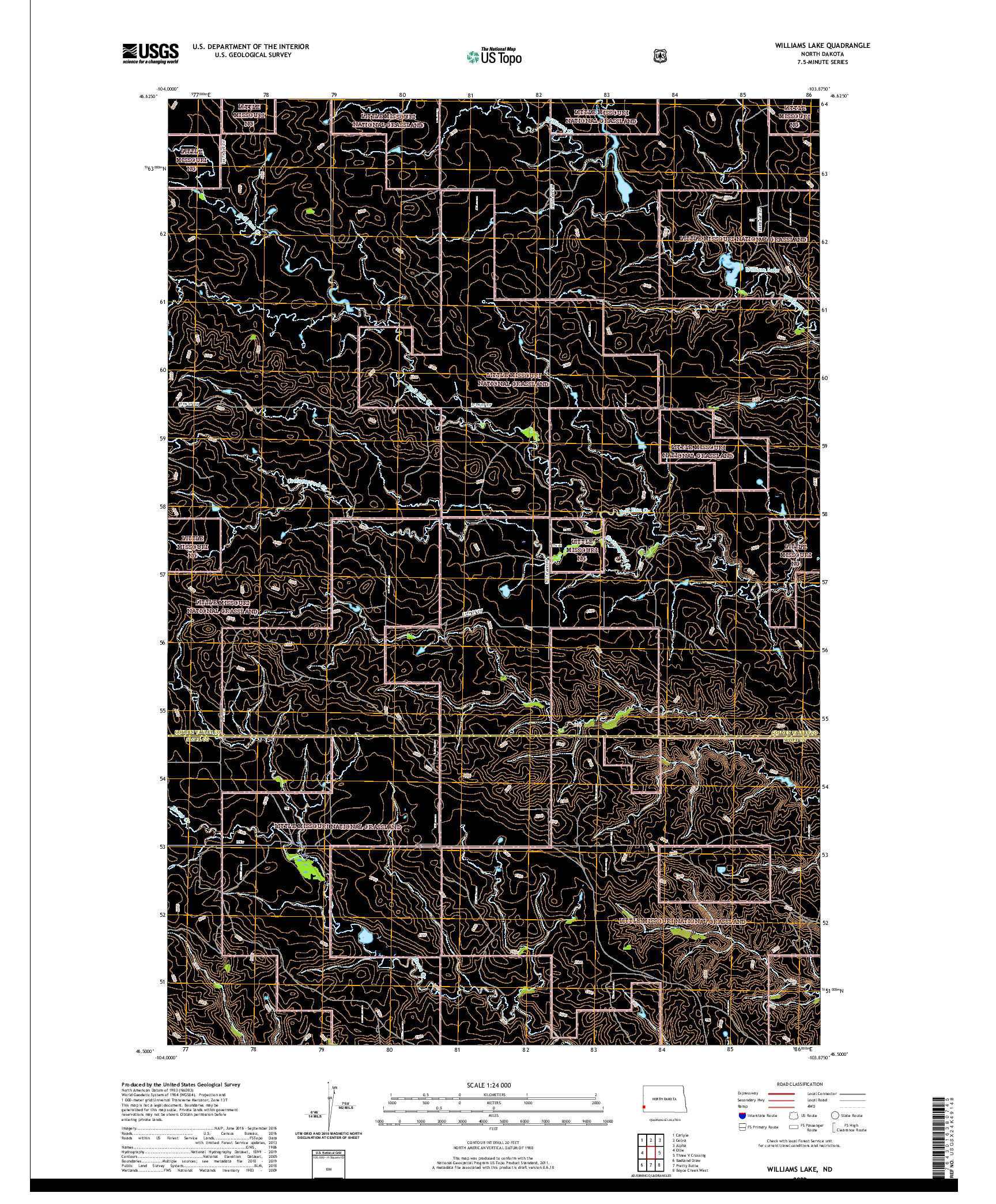 USGS US TOPO 7.5-MINUTE MAP FOR WILLIAMS LAKE, ND 2020