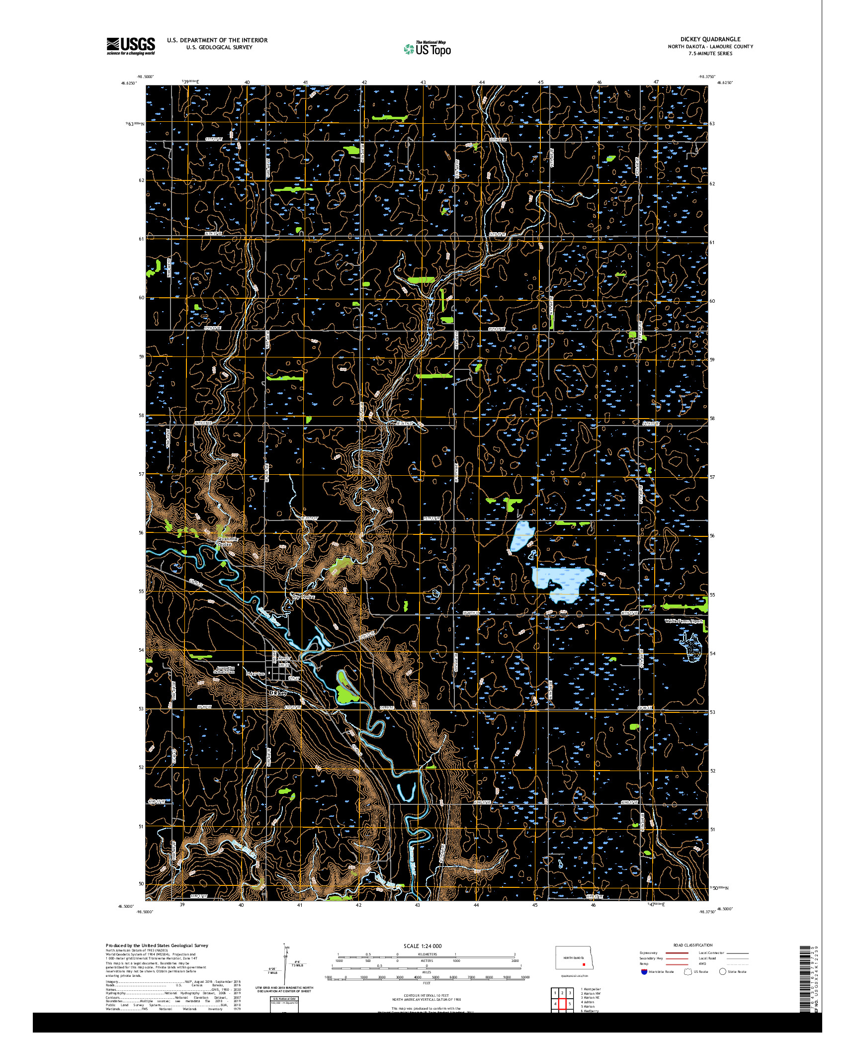USGS US TOPO 7.5-MINUTE MAP FOR DICKEY, ND 2020