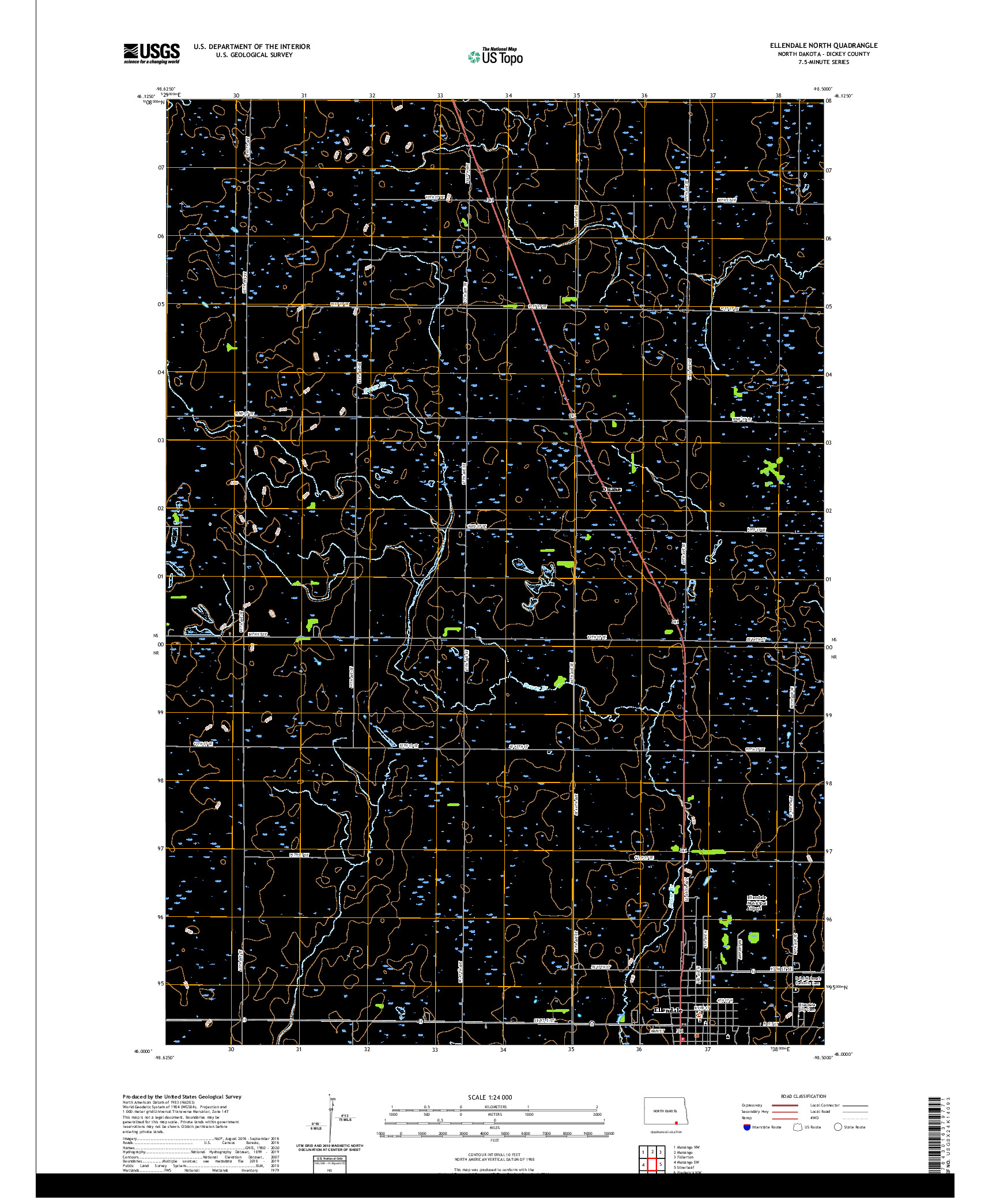 USGS US TOPO 7.5-MINUTE MAP FOR ELLENDALE NORTH, ND 2020