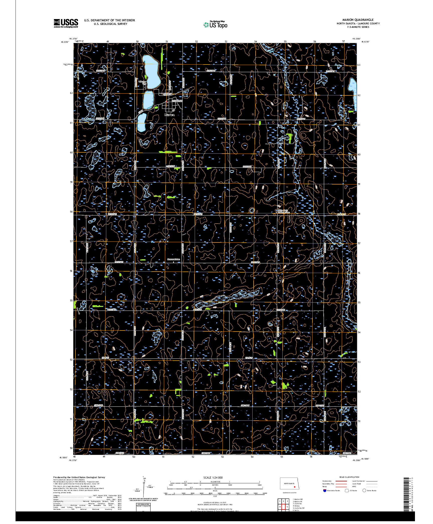USGS US TOPO 7.5-MINUTE MAP FOR MARION, ND 2020