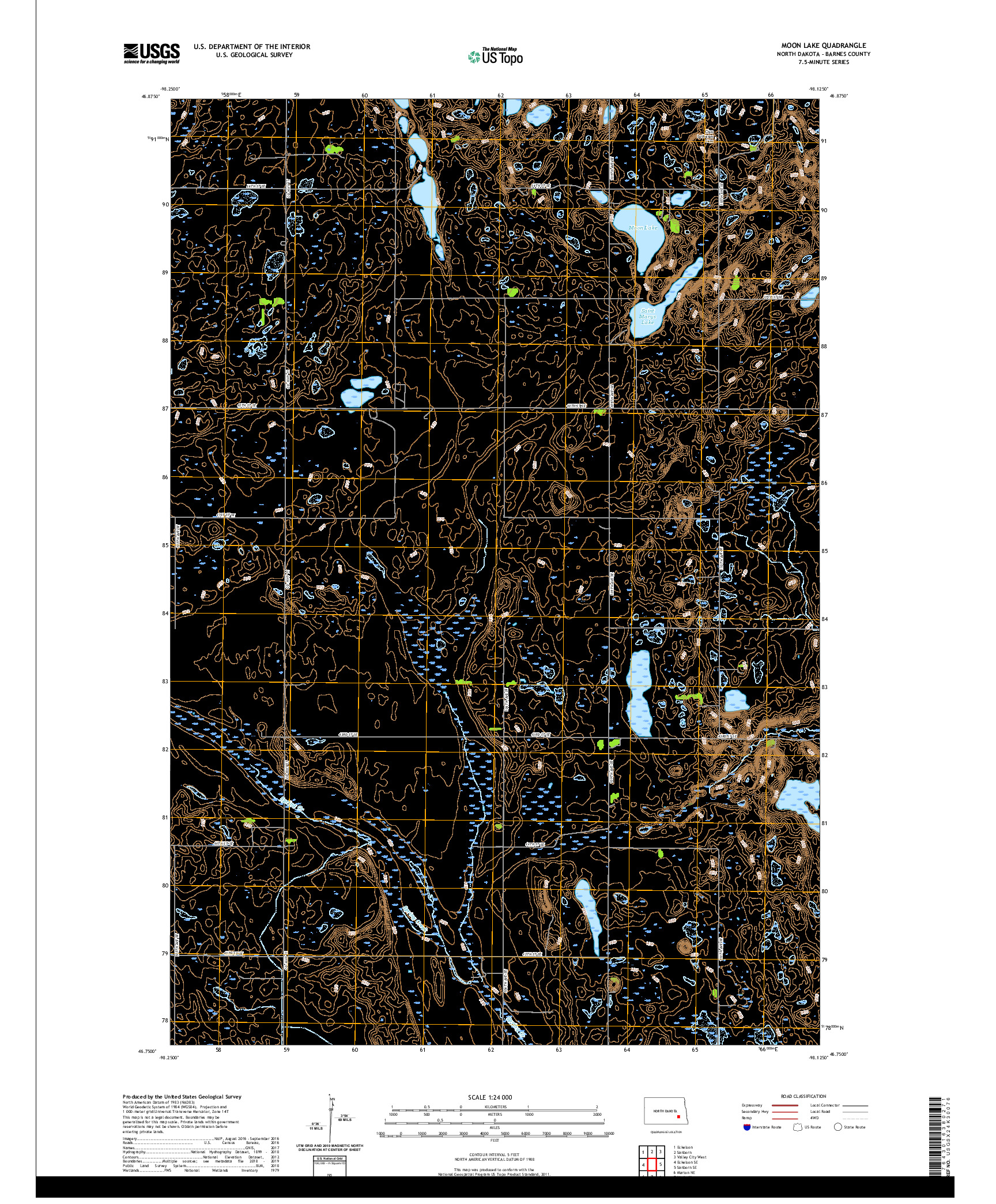 USGS US TOPO 7.5-MINUTE MAP FOR MOON LAKE, ND 2020