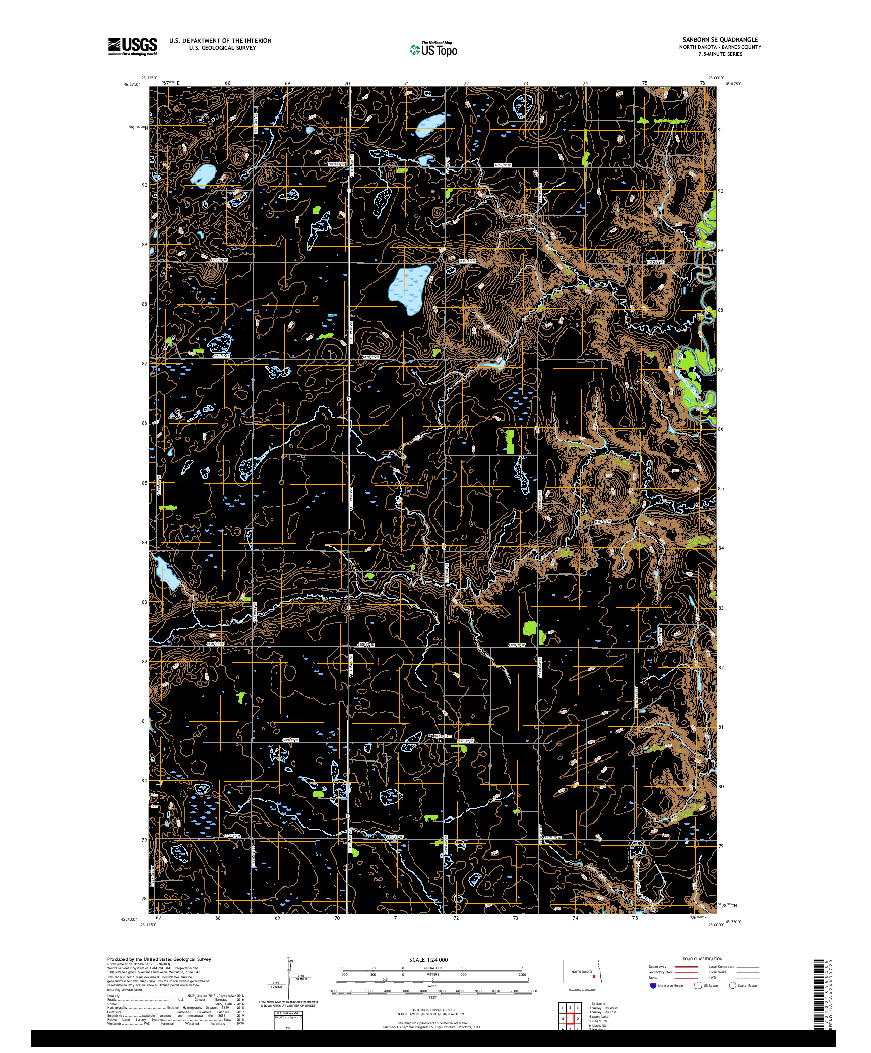 USGS US TOPO 7.5-MINUTE MAP FOR SANBORN SE, ND 2020