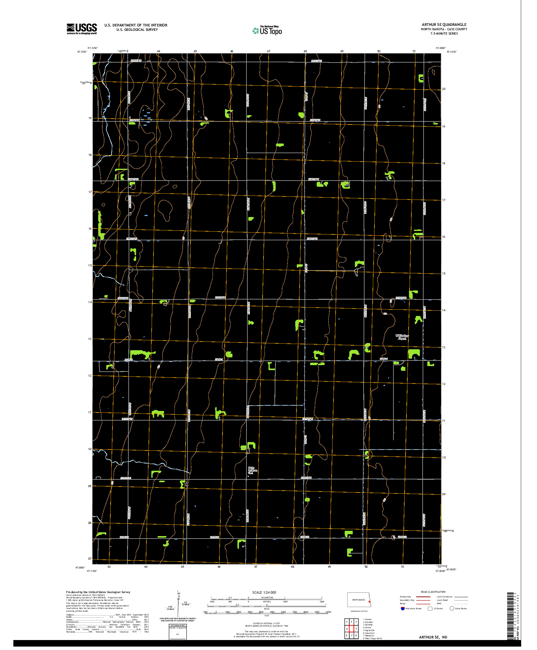 USGS US TOPO 7.5-MINUTE MAP FOR ARTHUR SE, ND 2020